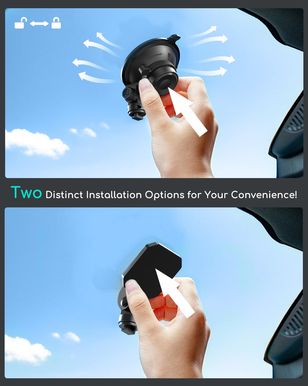 Cooau Car Dash Cam Mounting Bracket, Adjustable Windshield Mount For Dash Camera, Suction Cup Mount For Dashboard Camera, Suitab