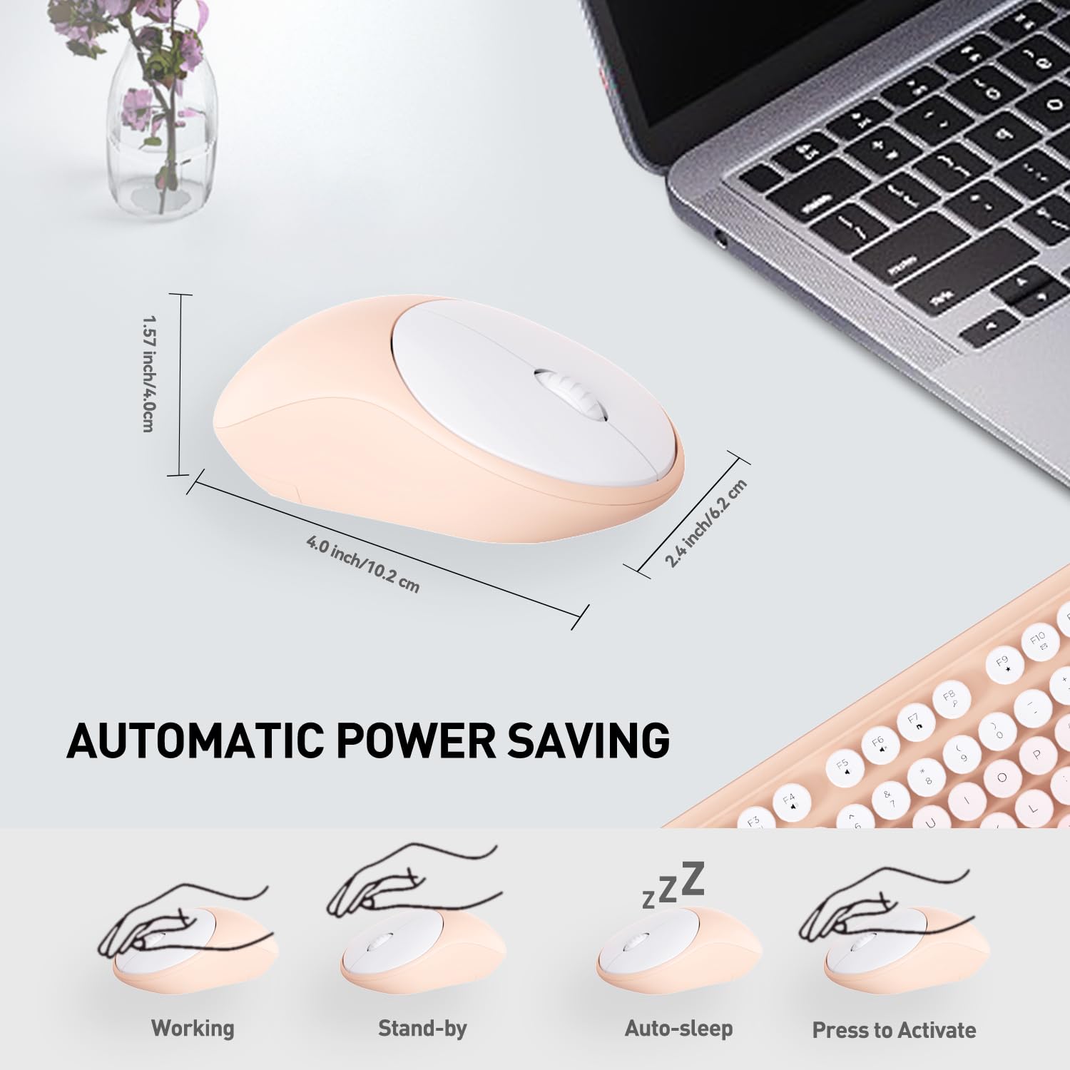 Tkvpjyyi 2.4Ghz Wireless Keyboard And Mouse Set With Switch Button Full Size Keyboard Compatible For Laptop/Pc/Notebook/Smart Tv