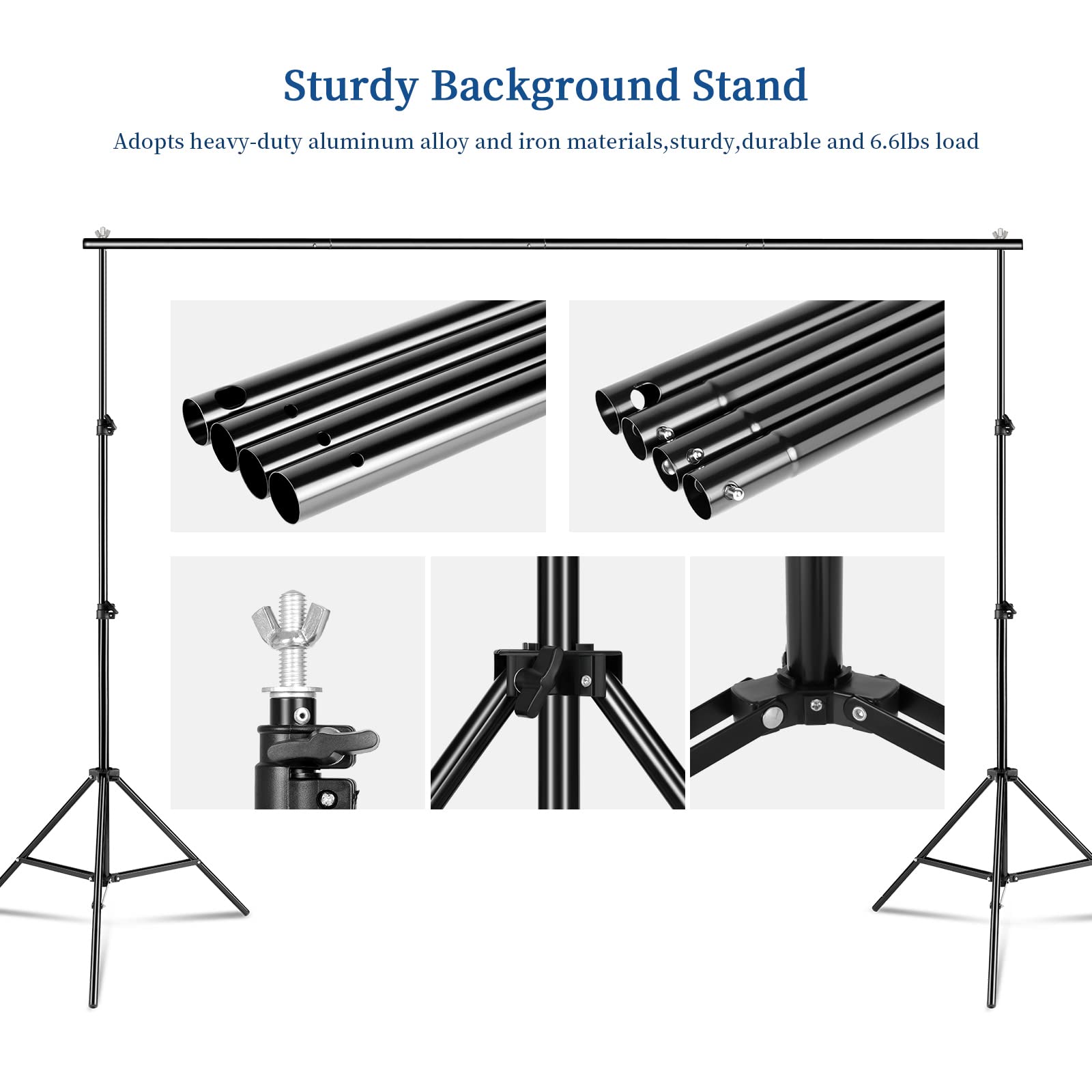 Kshioe Backdrop Stand 2X3M/6.5X9.8Ft Photo Video Studio Adjustable Background Support System Stand With Carry Bag