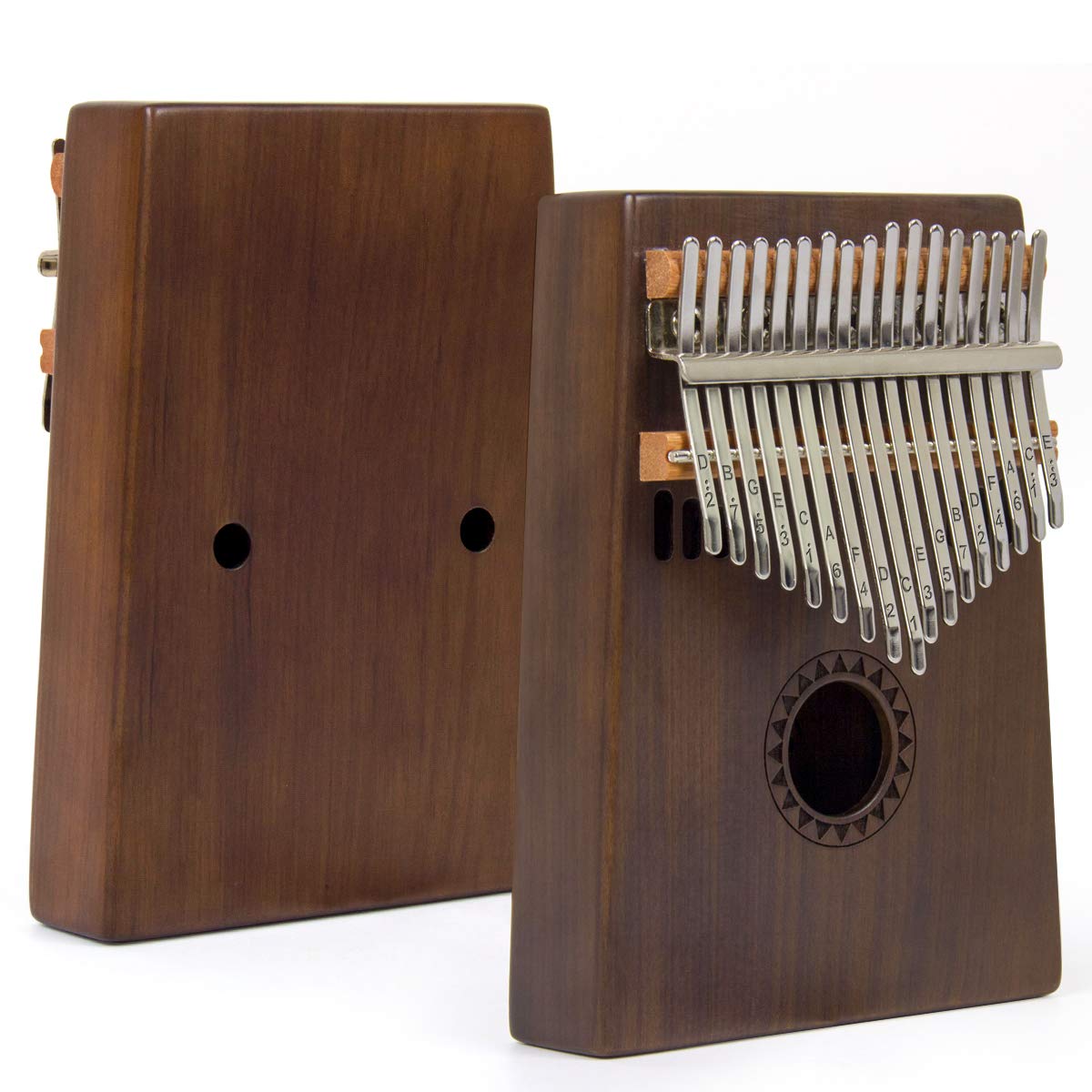 Kalimba Thumb Piano, Aklot 17 Keys Finger Piano Solid Wood Note Carved Starter With Case Tune Hammer Study Booklet Stickers
