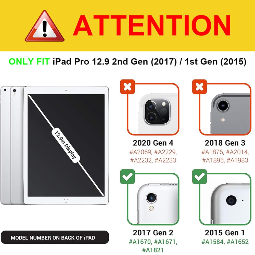 Fintie Keyboard Case   2017/2015 Ipad Pro 12.9 Inch (Old Model) 1St & 2Nd Gen Case, Soft Tpu Protective Cover, [7 Color Backlit]