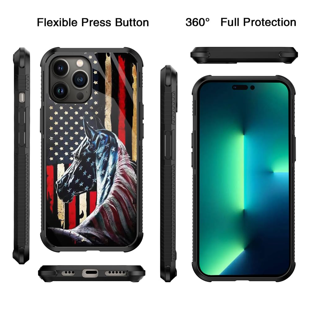 Zhuxuxitt Case For Iphone 14 Pro Max - Flag Horse Design For Men Boys - Anti-Scratch, Non-Slip + Shockproof Rugged Tpu Protectiv