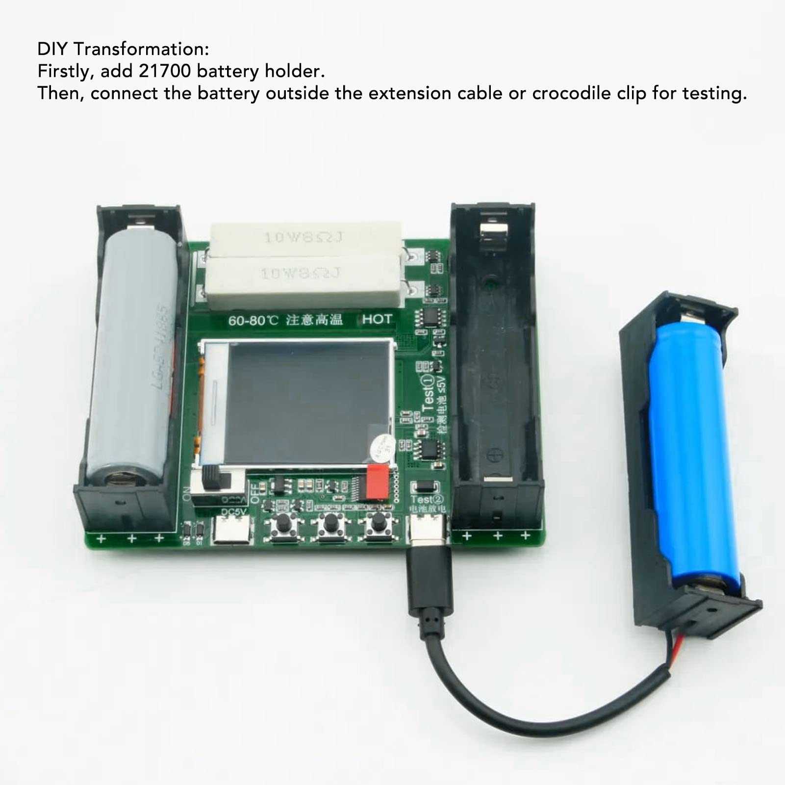 Dc5V Battery Internal Resistance Tester Battery Capacity Tester 1.77In Lcd Display Internal Resistance Capacity Voltage Current Power For Lithium Battery Capacity Tester
