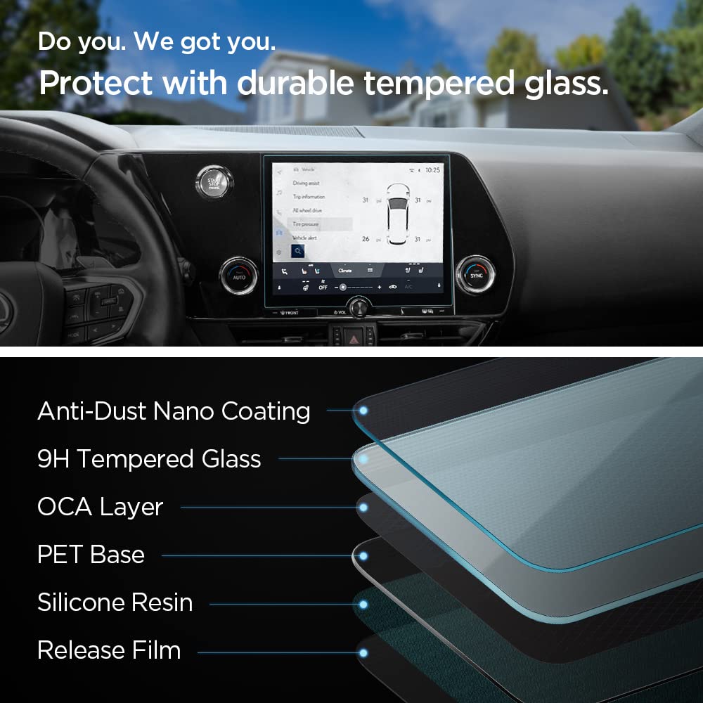 Spigen Tempered Glass Screen Protector [Glastr Slim] Designed For Lexus Nx (2022/2023/2024/2025) 9.8 Inch Dashboard Touchscreen   Crystal Clear