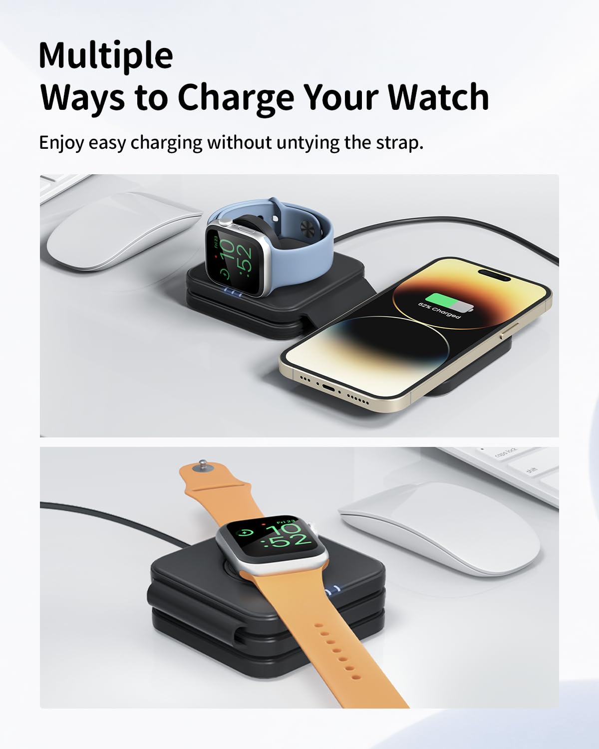 3 In 1 Wireless Charger For Mag Safe: Geekera Magnetic Charging Pad For Iphone 15/14/13/12 Pro Max/Plus/Mini, Apple Watch Ultra