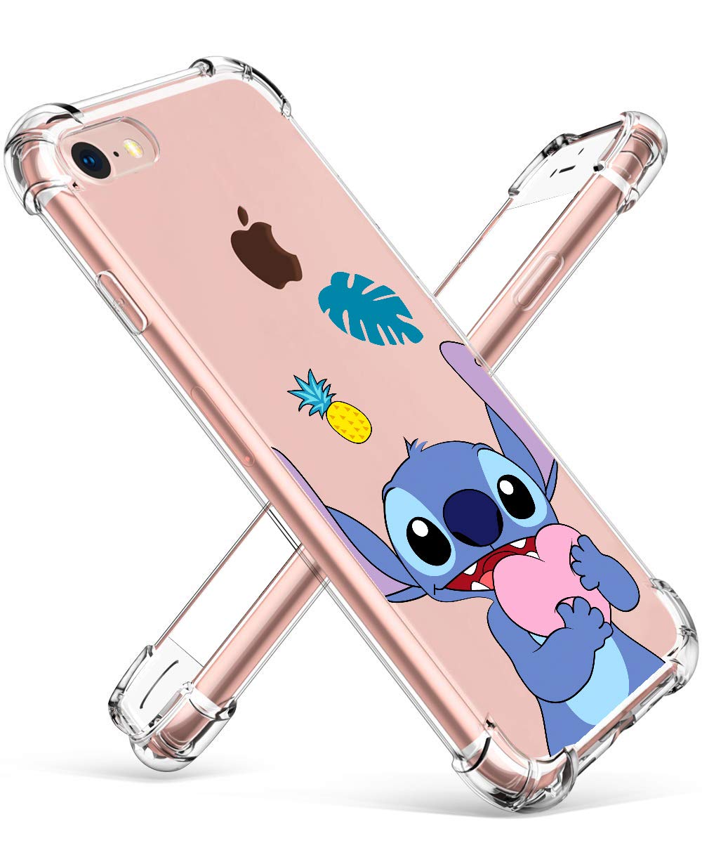 Stsnano Case For Ipod Touch 5/6/7 Fashion Cute Cartoon Soft Tpu Silicone Cover, Love Stch Design Fun Clear Funny Protective Skin