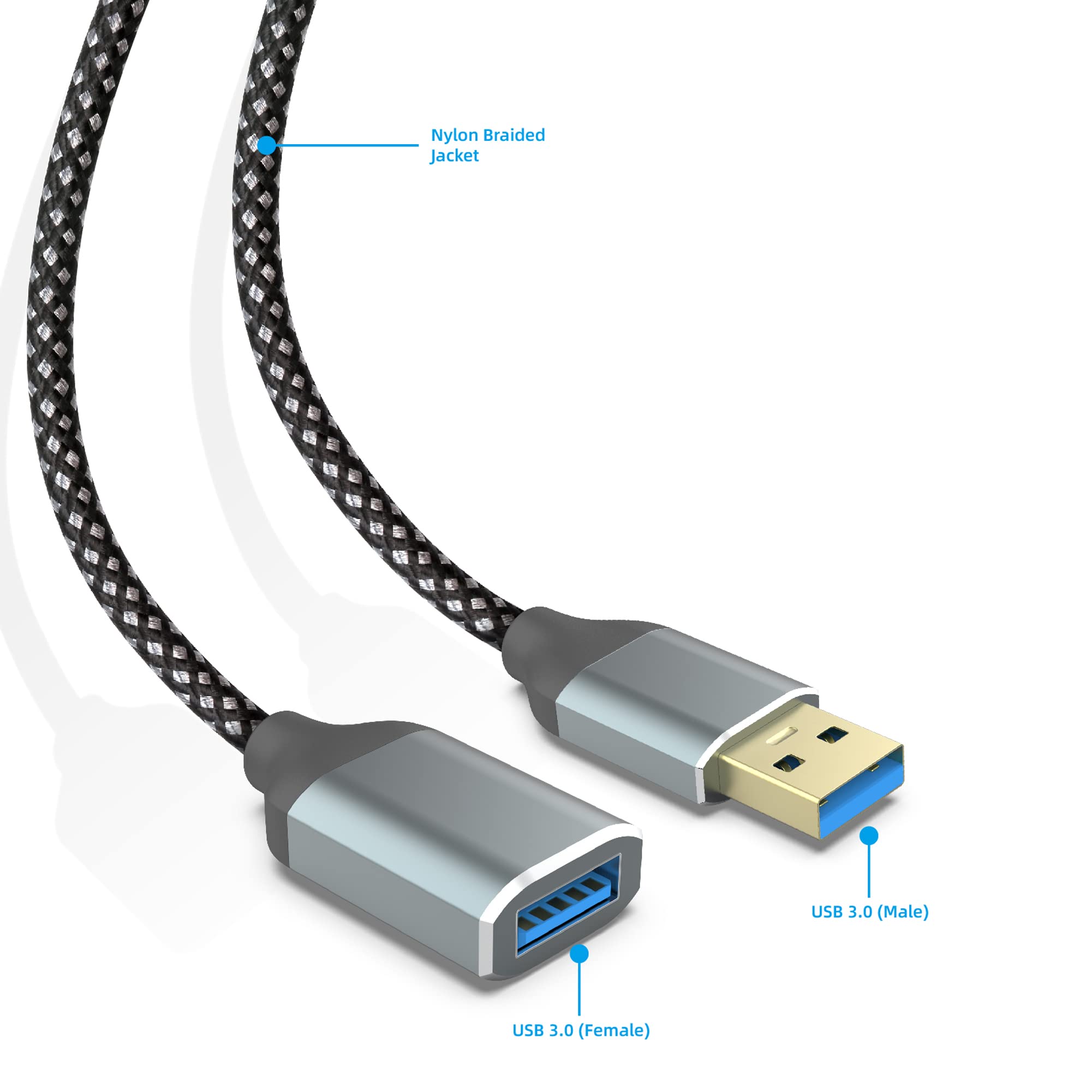 Usb 3.0 Extension Cable, 3.3Ft Type A Male To Female Durable Braided Usb A To Usb A Extender Cable High Data Transfer Compatible