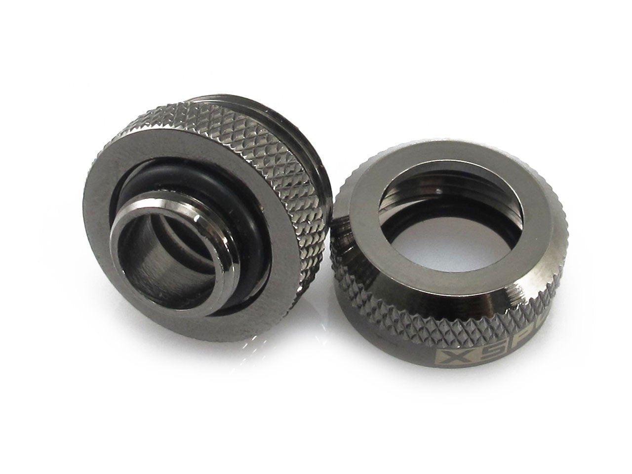 Xspc G1/4'' To 10Mm Id, 14Mm Od Rigid Tubing Fitting, Black Chrome, 8 Pack