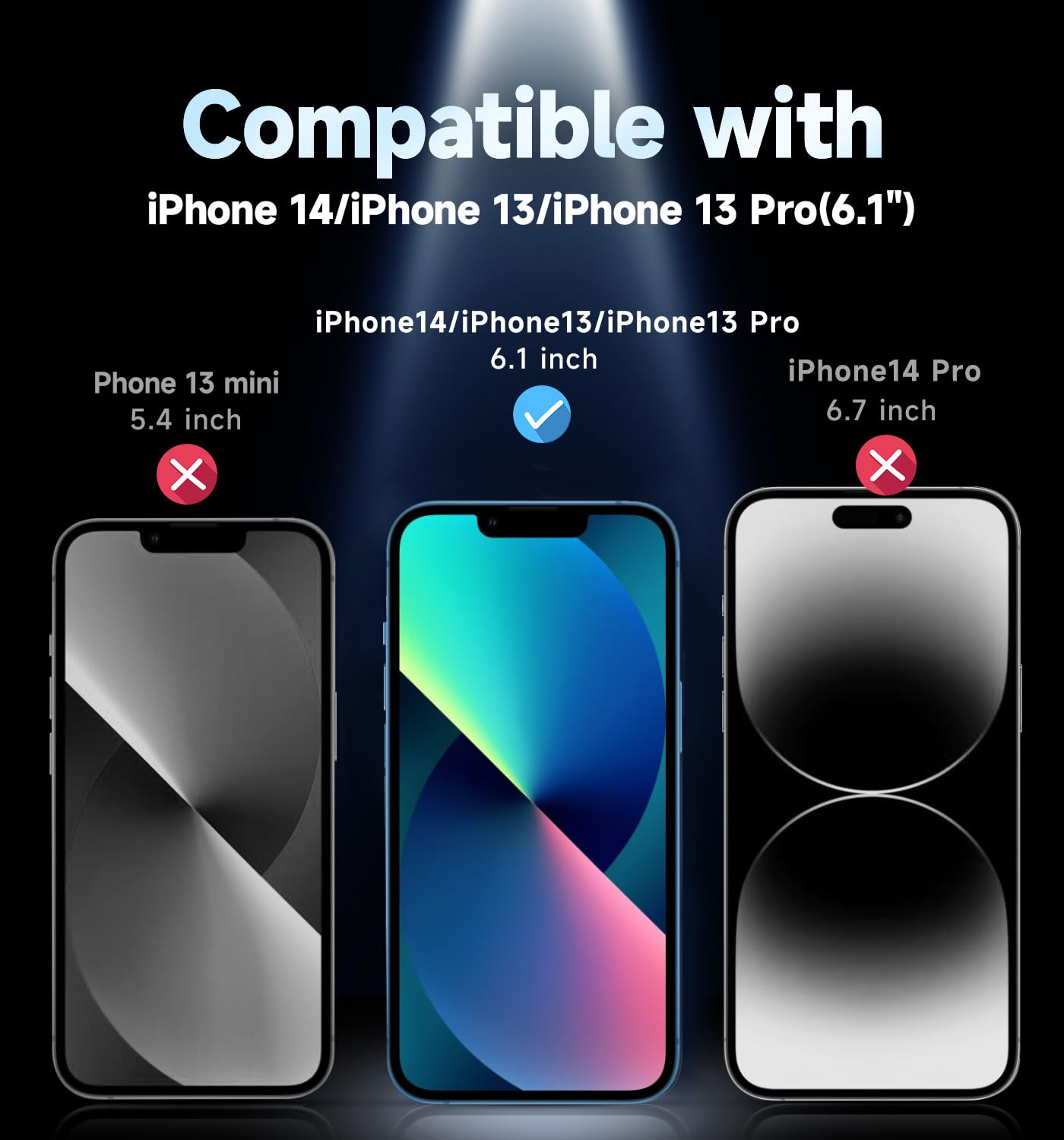 Magic John 2 Pack For Iphone 13/13Pro/14 6.1 Inch Privacy Glass Screen Protector, Auto Dust Elimination, Bubble Free, Easy Insta