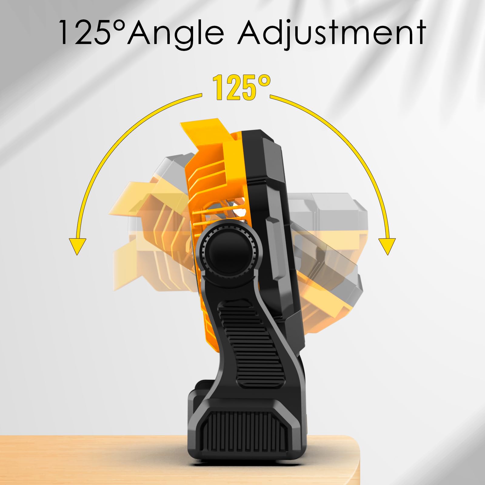 Sendowtek Portable Battery Fan With Led Light, 10400Mah Quiet Rechargeable Tent Fan With Hanging Hook 4 Speed Small Usb Battery