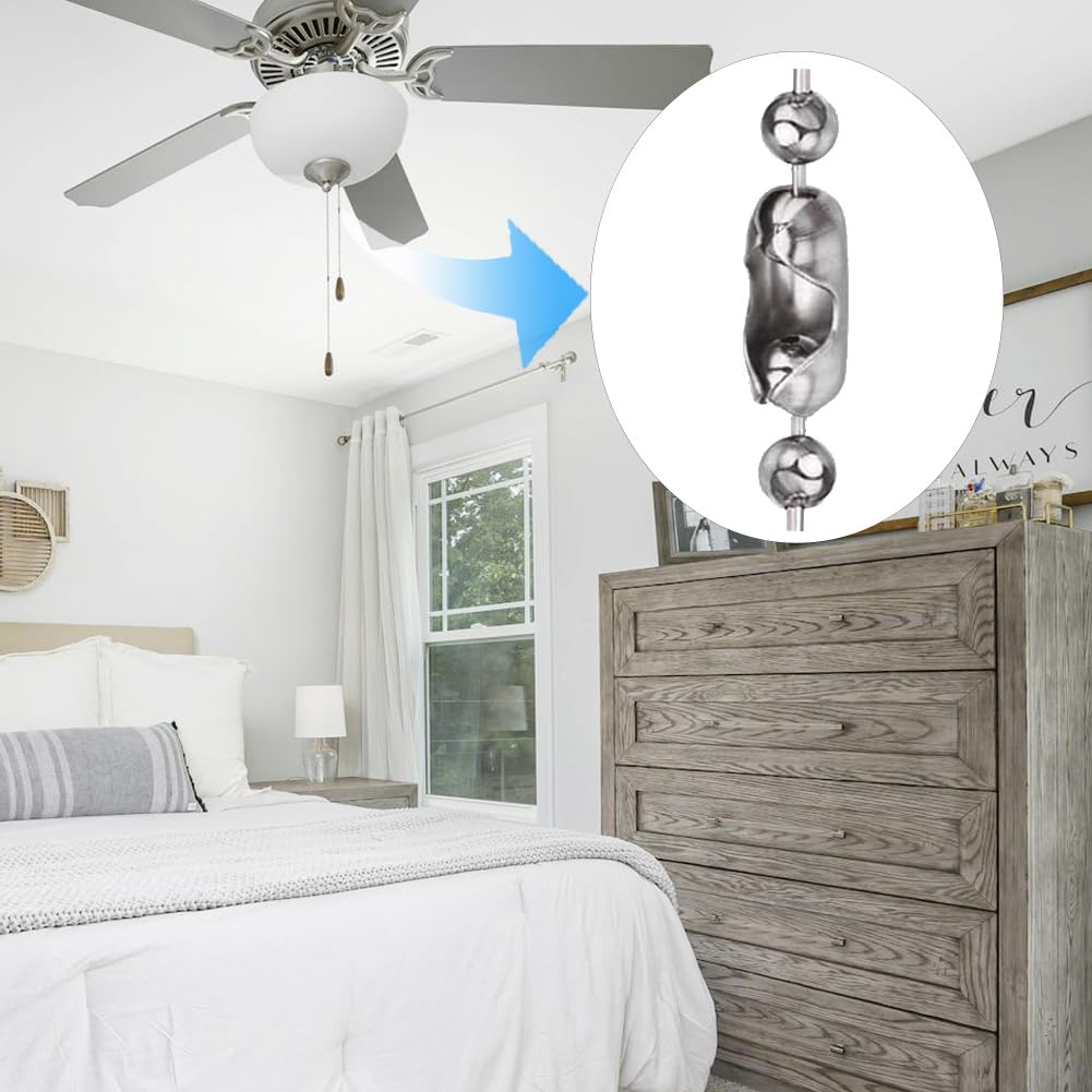 120 Inch Ceiling Fan Pull Chain, Pull Chain Extension For Ceiling Fans And Light Fixture, Rust Proof Stainless Steel 3Mm Beaded