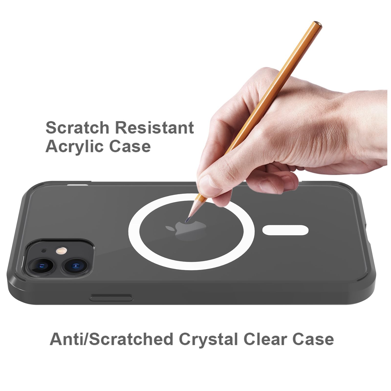 Magnetic For Iphone 11 Case,Compatible With Magsafe,Shockproof Anti Scratch Clear Thin Slim Phone Case.Clear Black Magnetic.