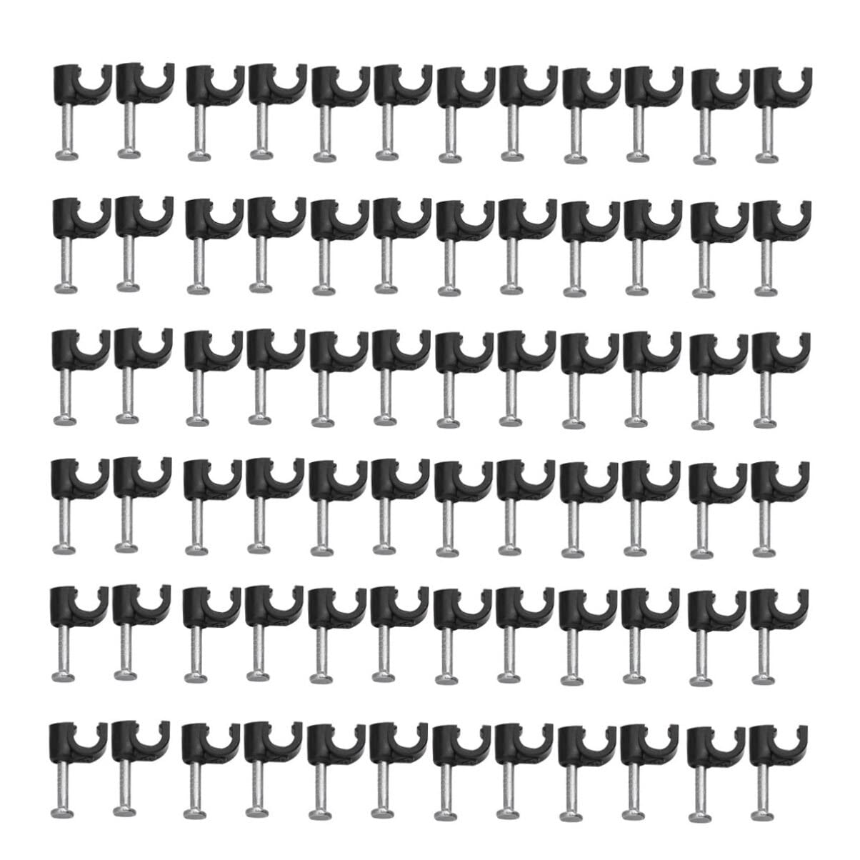 Hemobllo Cable Clips  100 Pcs 4Mm Cable Wire Clips With Steel Nails Plastic Cord Clips Wire Cord Fastener Cable Wall Clips For