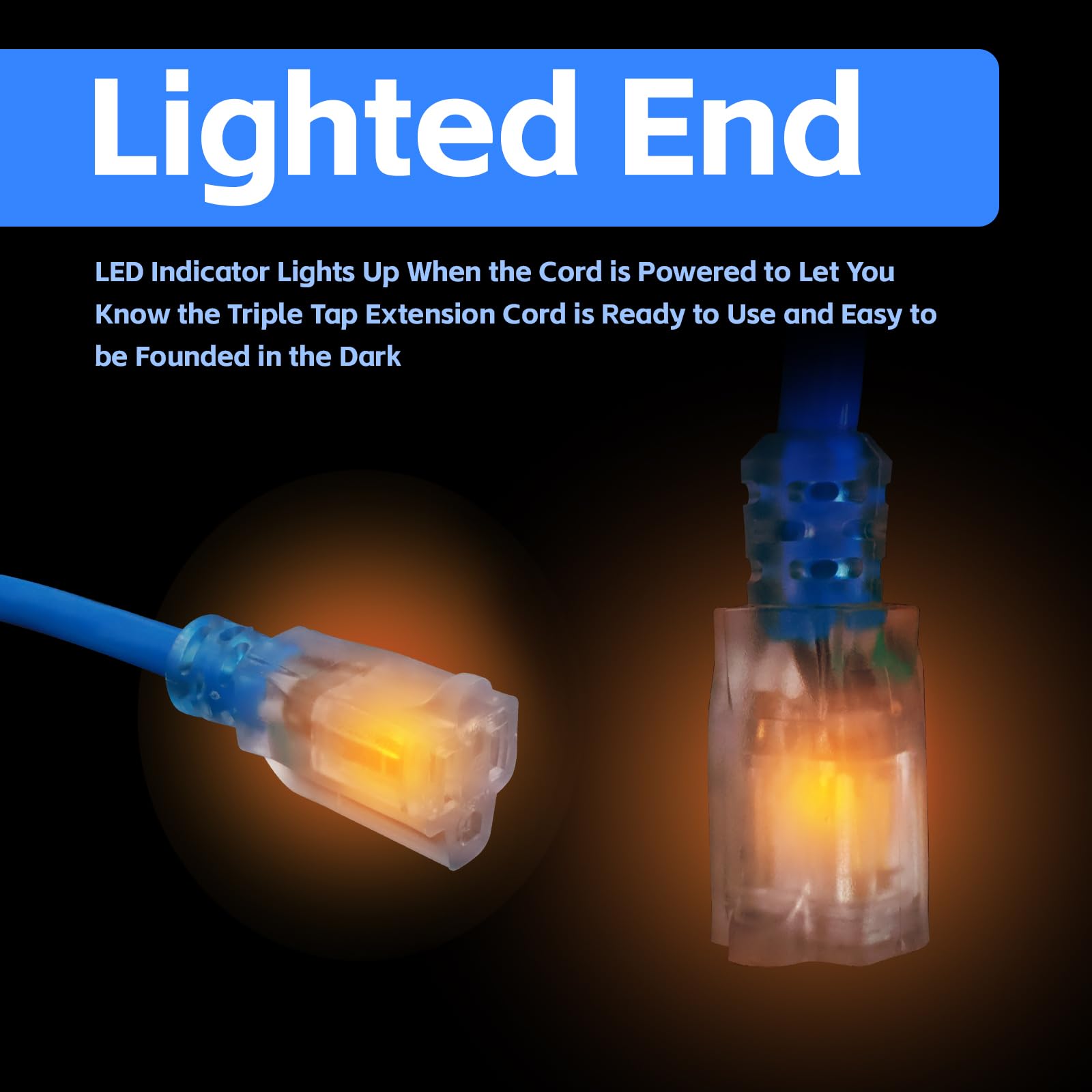 Ultra Explorer Indoor Extension Cord Waterproof 6 Ft, 12 Gauge Heavy Duty Blue Extension Cord Sjtw, Flexible Cold Resistant 3 Pr