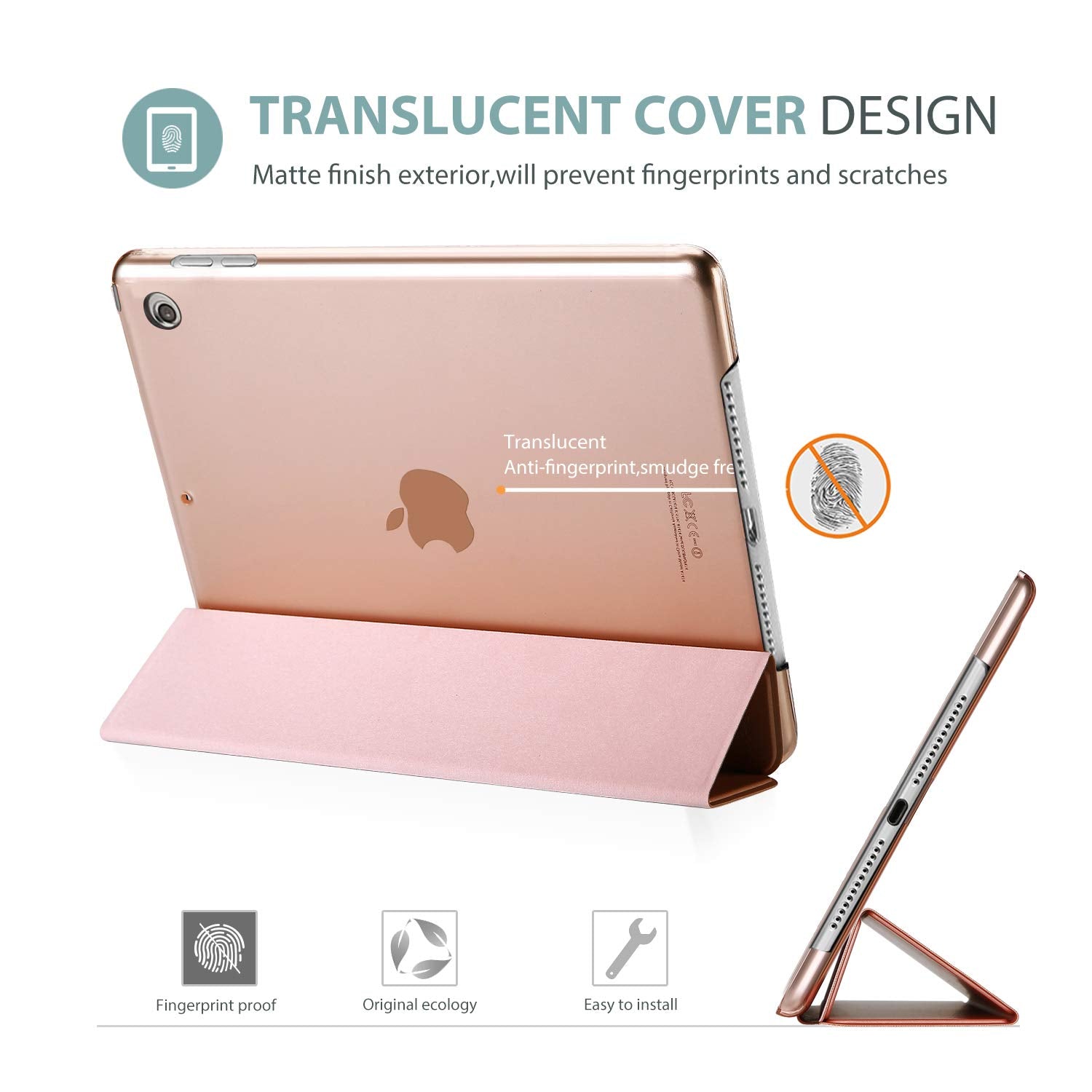 Procase Smart Case For Ipad Mini 5Th Generation(2019 Model), Lightweight Cover With Auto Sleep/Wake For Ipad Mini 5 -Rosegold