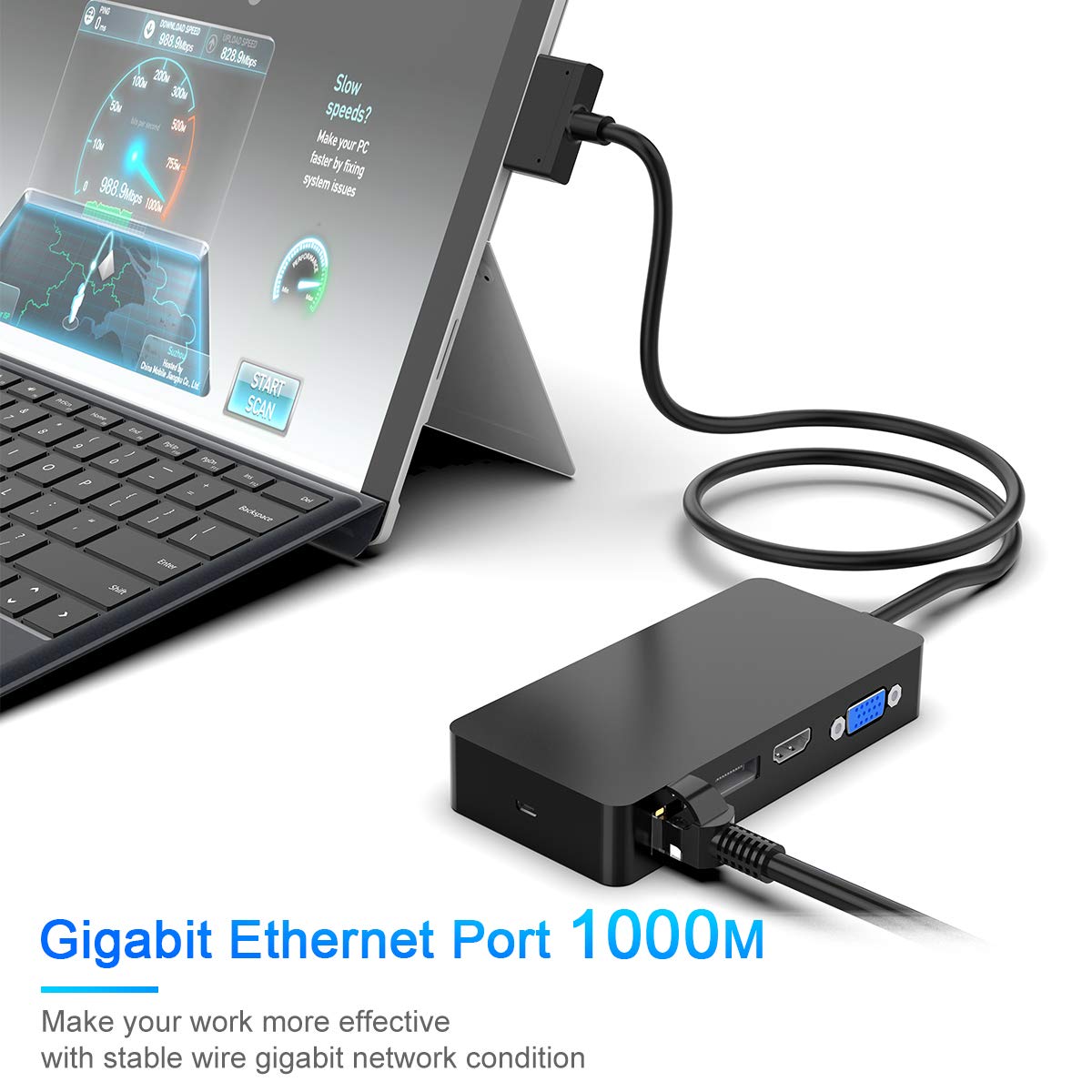 12 In 1 Surface Dock (2*Hdmi +Vga), Microsoft Surface Pro Docking Station Triple Display (Surface-Dock-701)