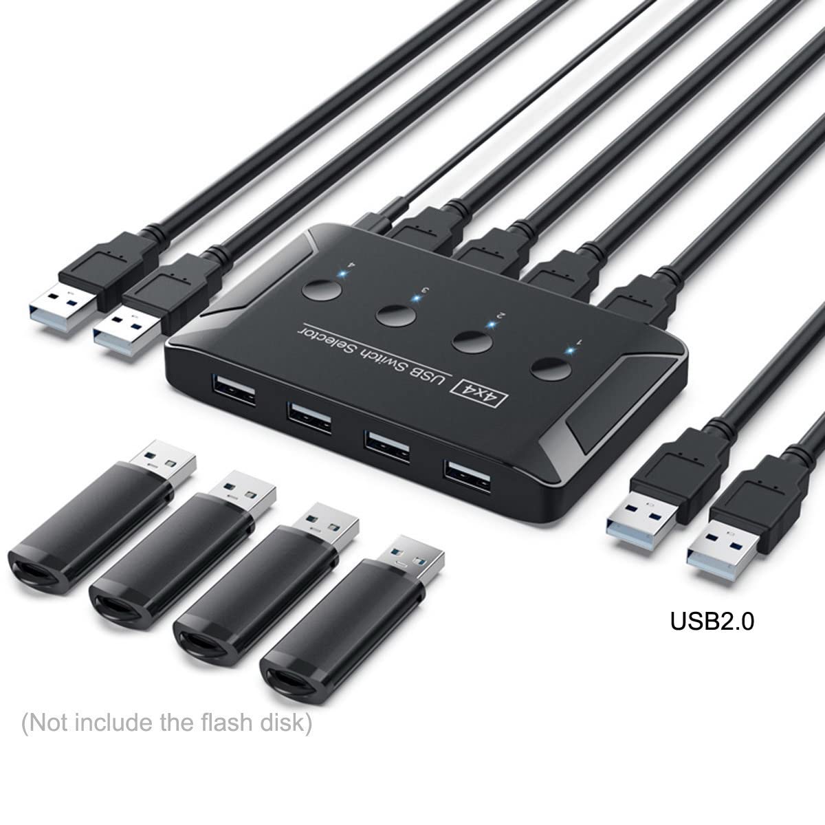 Chenyang Usb 2.0 Hub Kvm Switch Selector 4 Port Pcs Sharing 4 Devices For Keyboard Mouse Scanner Printer