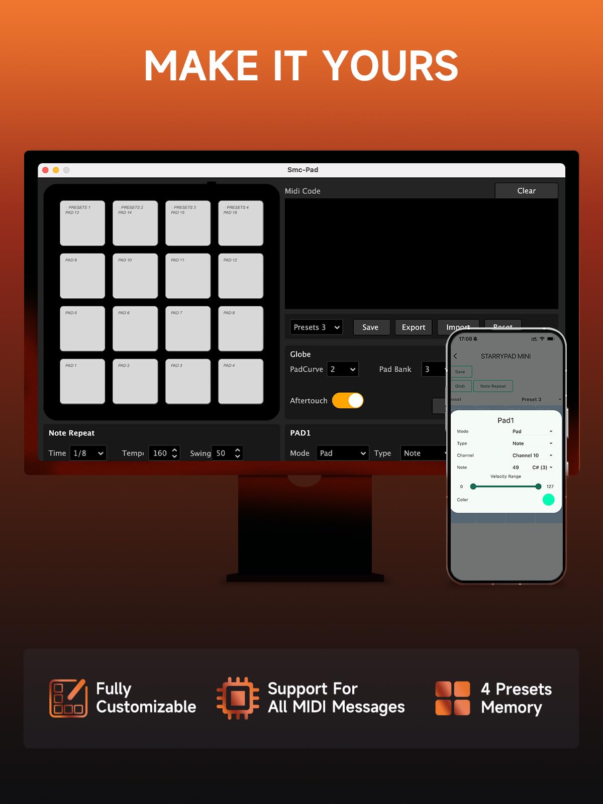 Donner Midi Controller Pad Beat Maker Machine, Portable Drum Machine With 16 Beat Pads,Note Repeat And Music Production Software