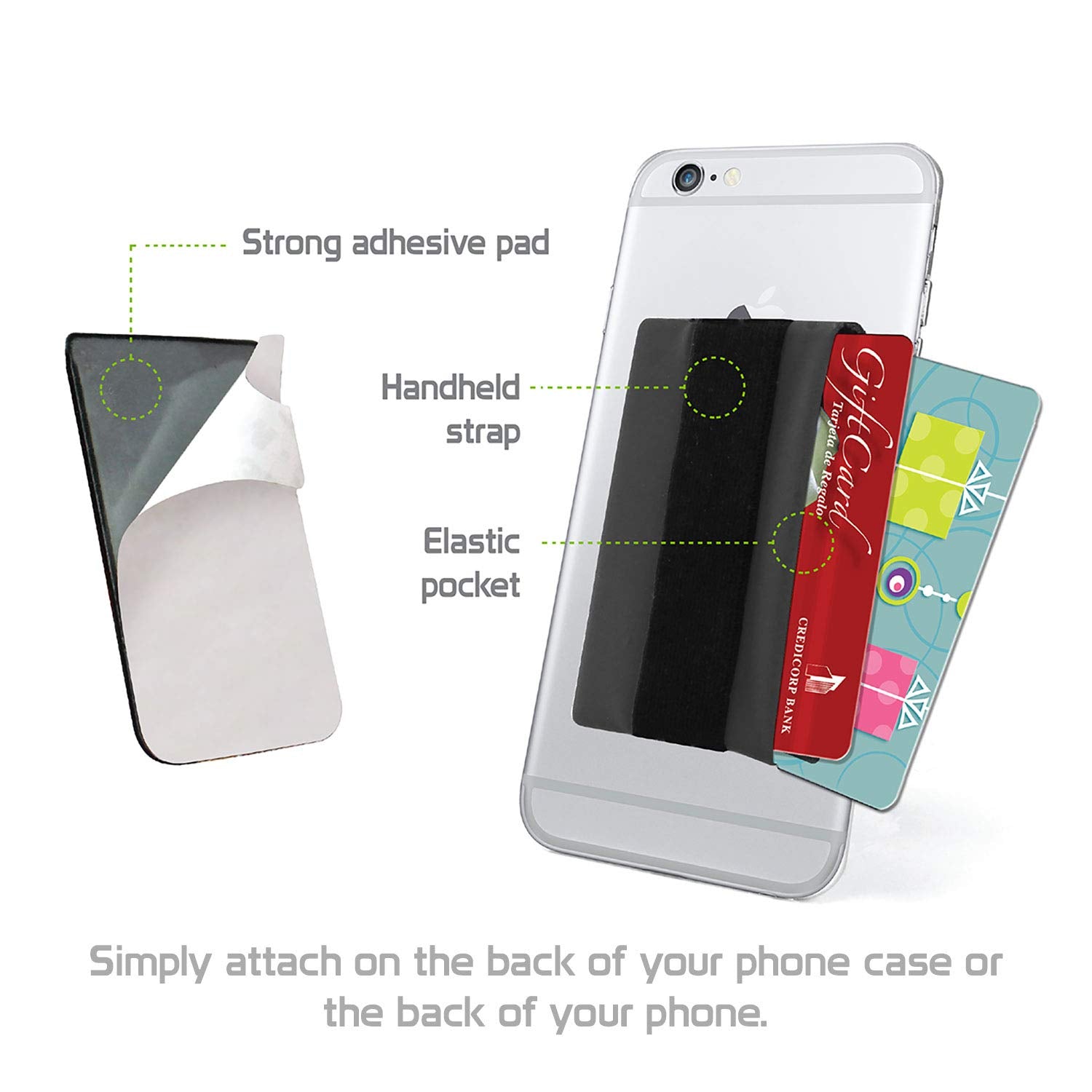 Cellet Ezstick Self Adhesive Slim Id And Credit Card Holder Stick On Phone Wallet And Holding Strap Compatible With Phone 11/11