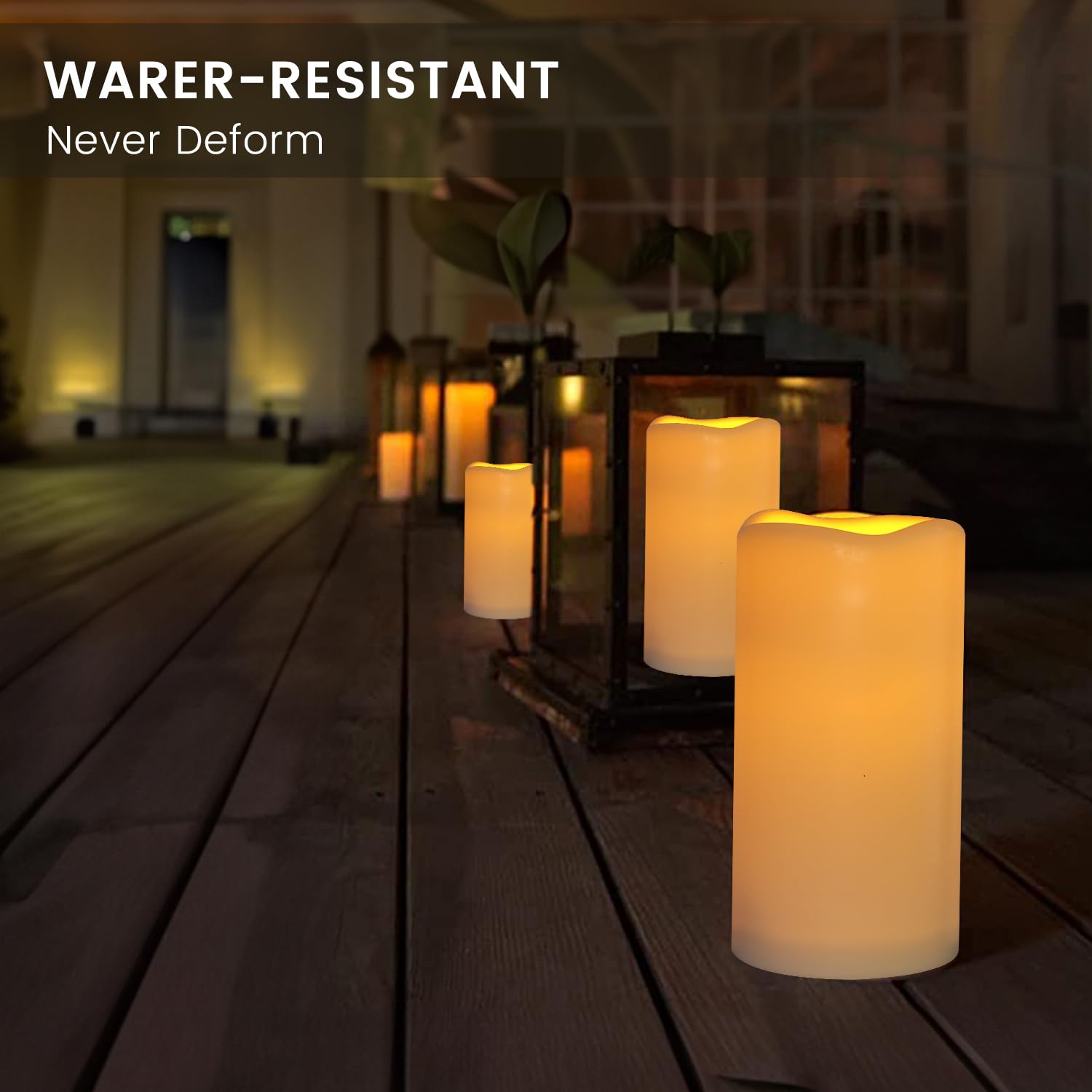 15Pack Waterproof Flameless Remote Control Candles (D3''*H5.5'') Battery Operated Flickering Led Pillar Candle