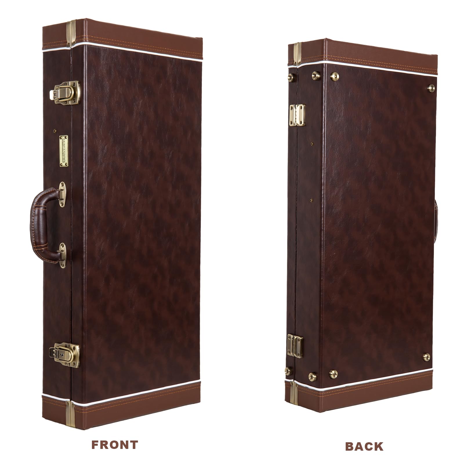 Crossrock Rectangular Wooden Case Fits A-Style Mandolins, With Accessory Compartment, Stainless Steel Latches, Metal Feet-Vintag
