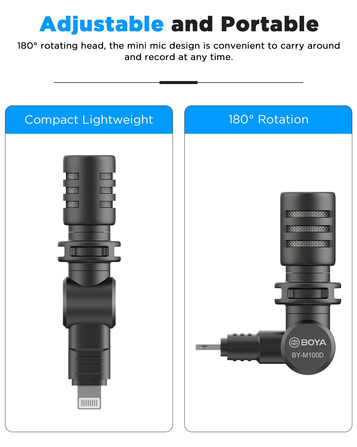 Boya By M100D Iphone Microphone Mini Plug&Play Phone Microphone For Iphone 14/14 Pro/13/Ipad/Ios With Lightning Port For Youtube