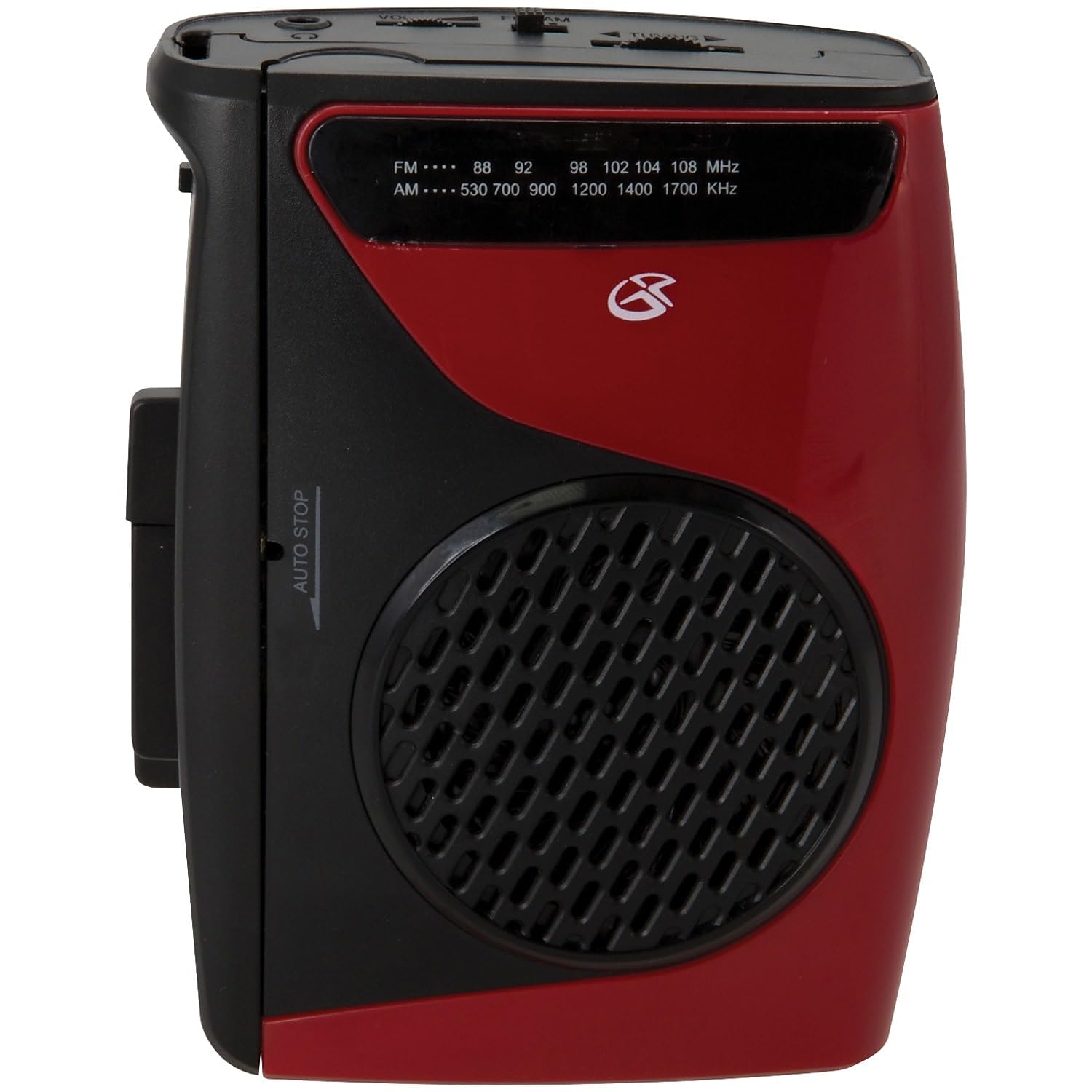 Gpx Portable Cassette Player, Compatible With Headphone, 3.54 X 1.57 X 4.72 Inches, Requires 2 Aa Batteries - Not Included, Red/
