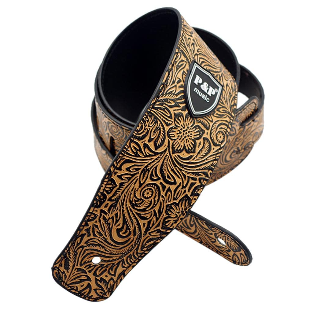 Enakshi (LABEL) Creations Durable PU Leather Strap Belt for Guitar Bass YellowMusical Instruments & Gear|Guitars & Basses|Parts 