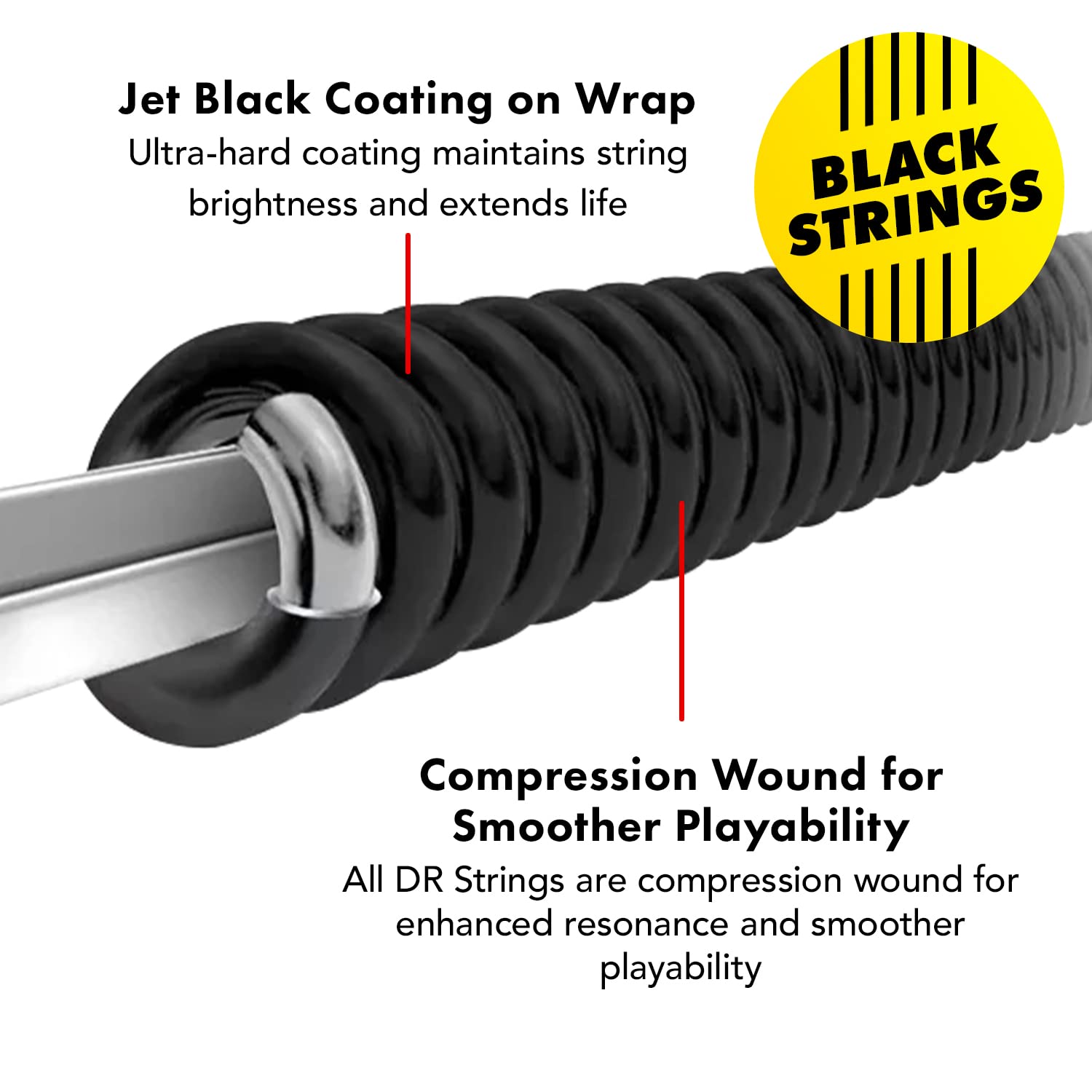 Dr Strings Electric Guitar Strings, Black Beauties-Black Coated, 9-42 (Bke-9)