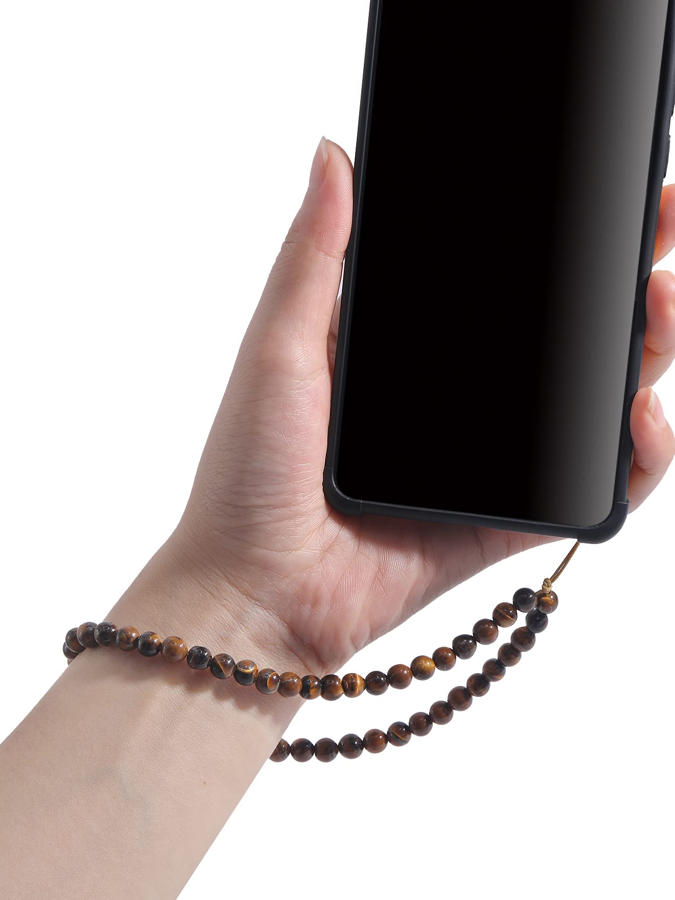 Oaiite Semi Precious Gem Stones Beaded Phone Charm Cell Phone Lanyard Wrist Strap Handmade Natural Gemstone Phone Chain String