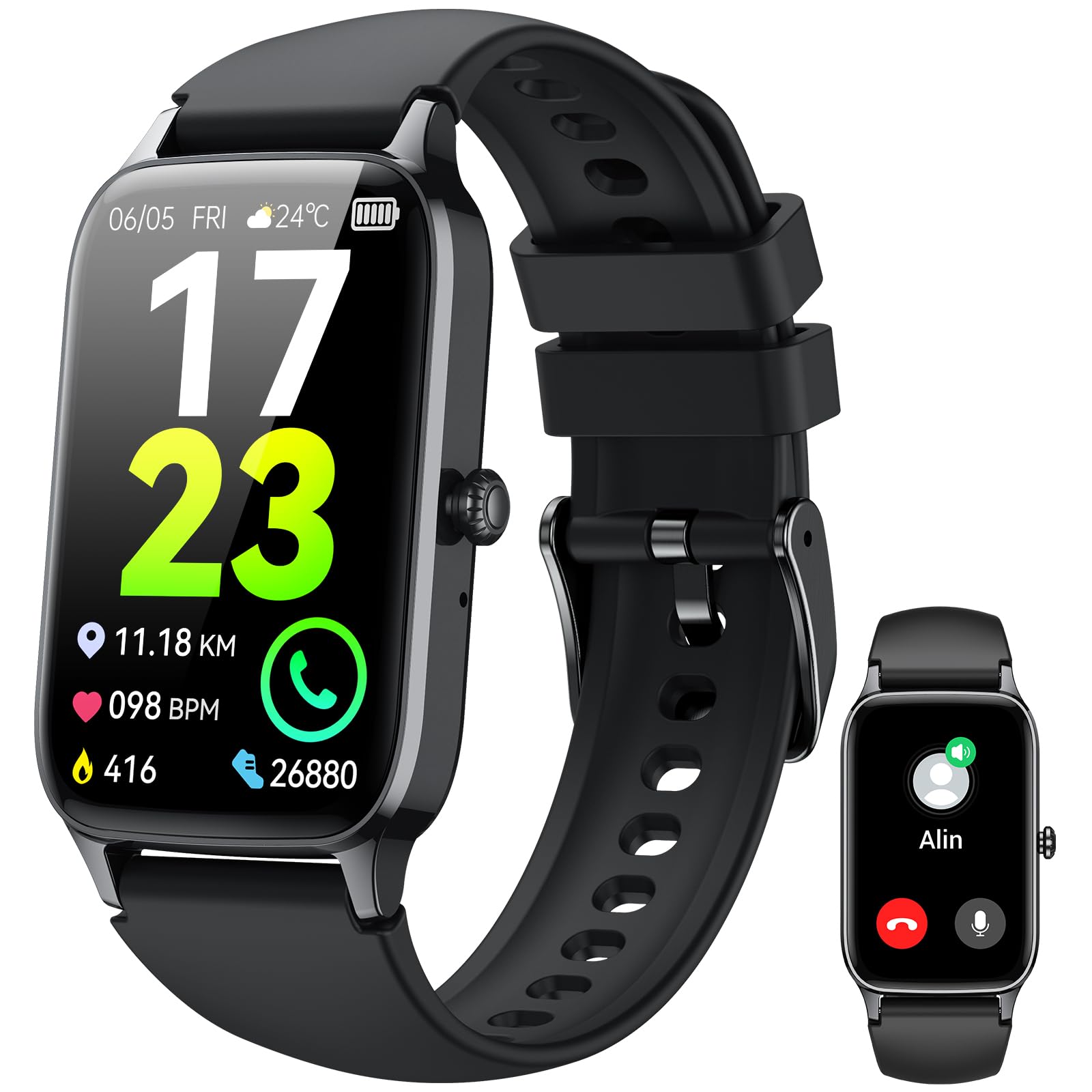 Smart Watch(Answer/Make Call), 2025 Fitness Activity Tracker For Men Women, 1.57    Smartwatch With Heart Rate/Sleep Monitor/Ped