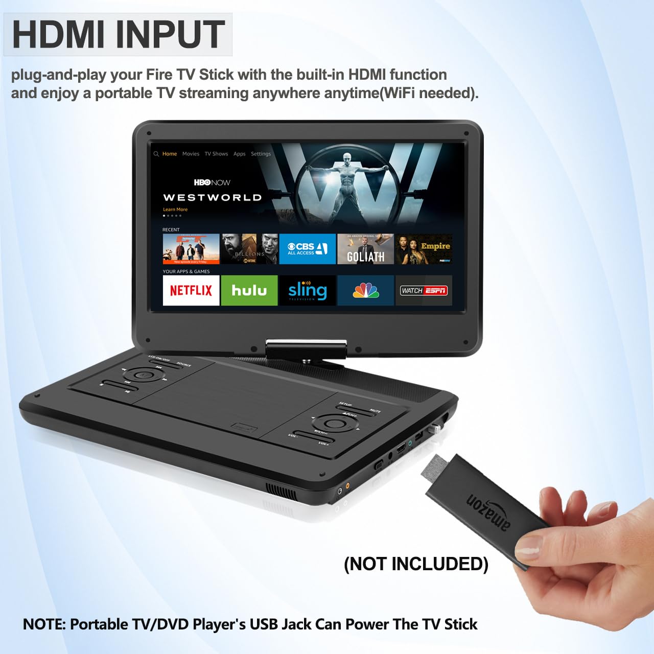 Feihe 16.5'' Portable Tv/Dvd Player Combo With 14.0'' Large Hd Swivel Led Screen And Digital Tv Atsc Tuner/Hdmi/Usb/Av/Audio, Bu