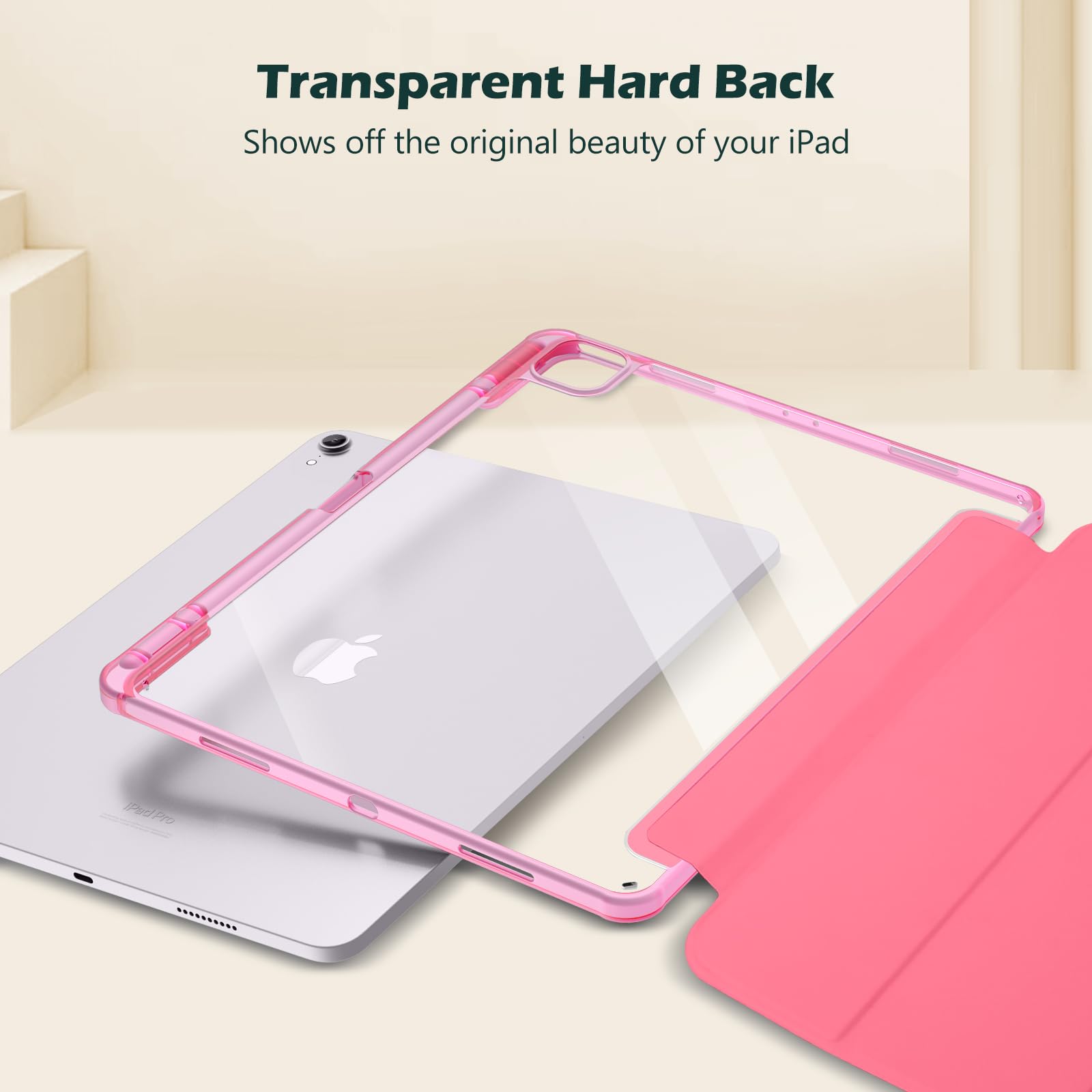 Procase For Ipad Air 13 Inch Case 2024 M2 With Pencil Holder, Ipad Air 2024 13 Inch Case Clear Transparent Back, Ipad Air M2 13