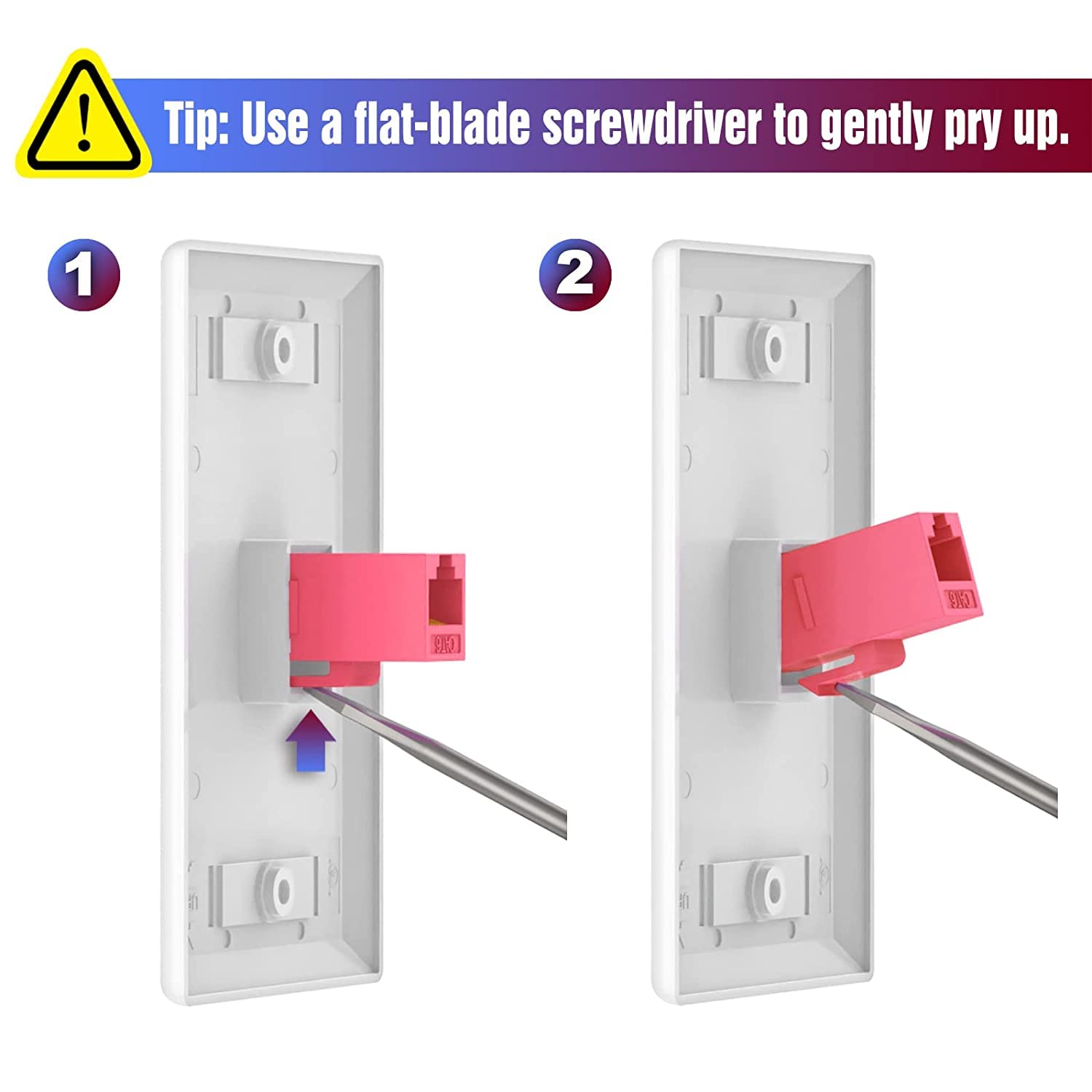 Vce 25 Pack 90 Degree Cat6 Rj45 Keystone Jack, Punch Down Keystone Jack Adapter Red Ul Listed