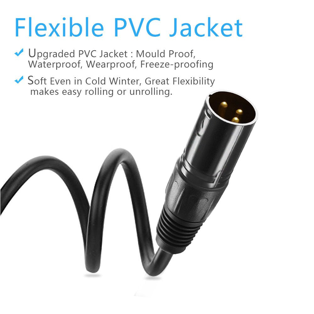 Jlpow 50 Ft Flexible Dmx Cable, Gold Plated 3 Pin Signal Xlr Male To Female Dmx Cable Wire, Best For Dj Stage Lighting Moving He