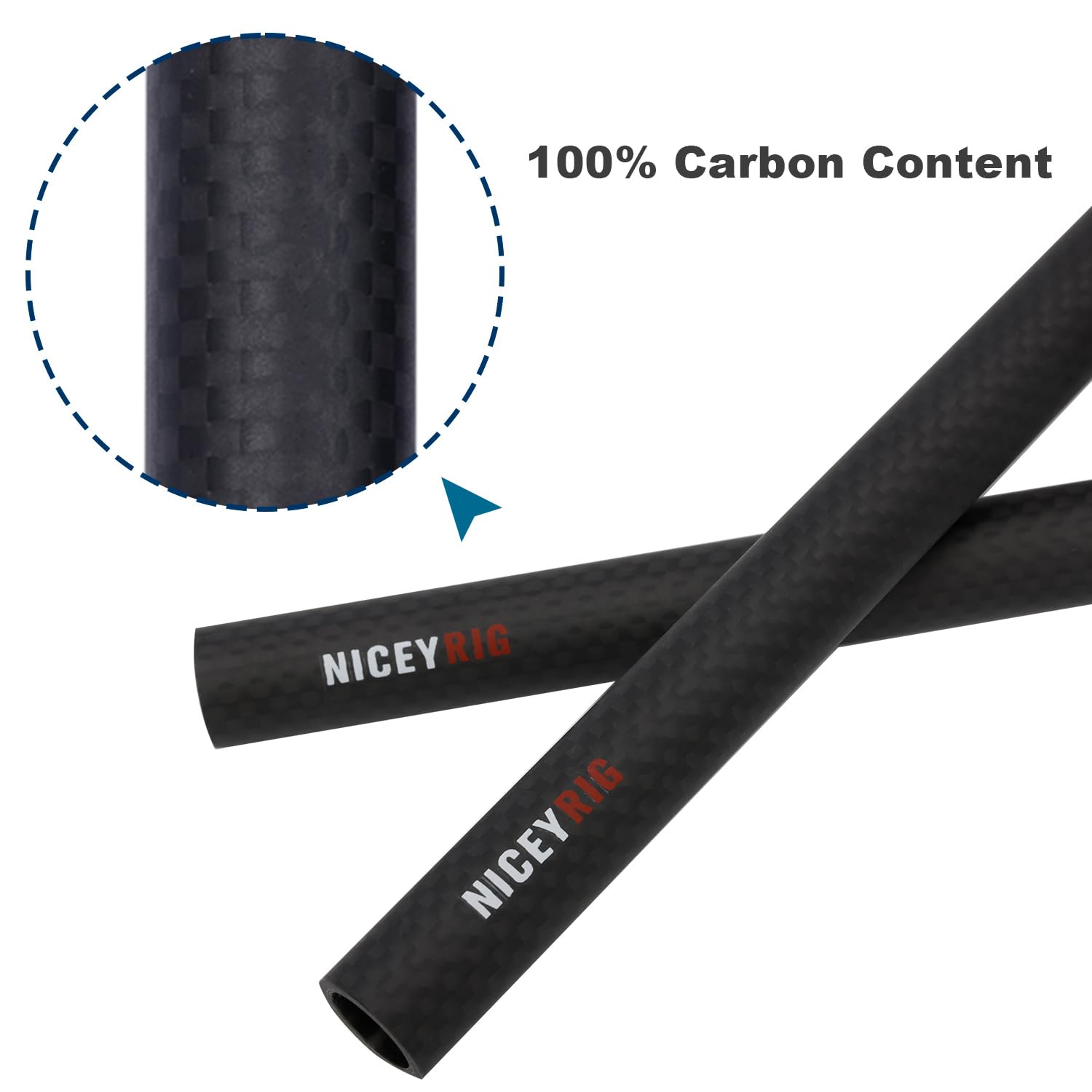 Niceyrig 15Mm Rod 16'' Carbon Fiber Lightweight Camera Rod Rails For 15Mm Heavier Shoulder Mount Rig, Follow Focus (Max. Payload