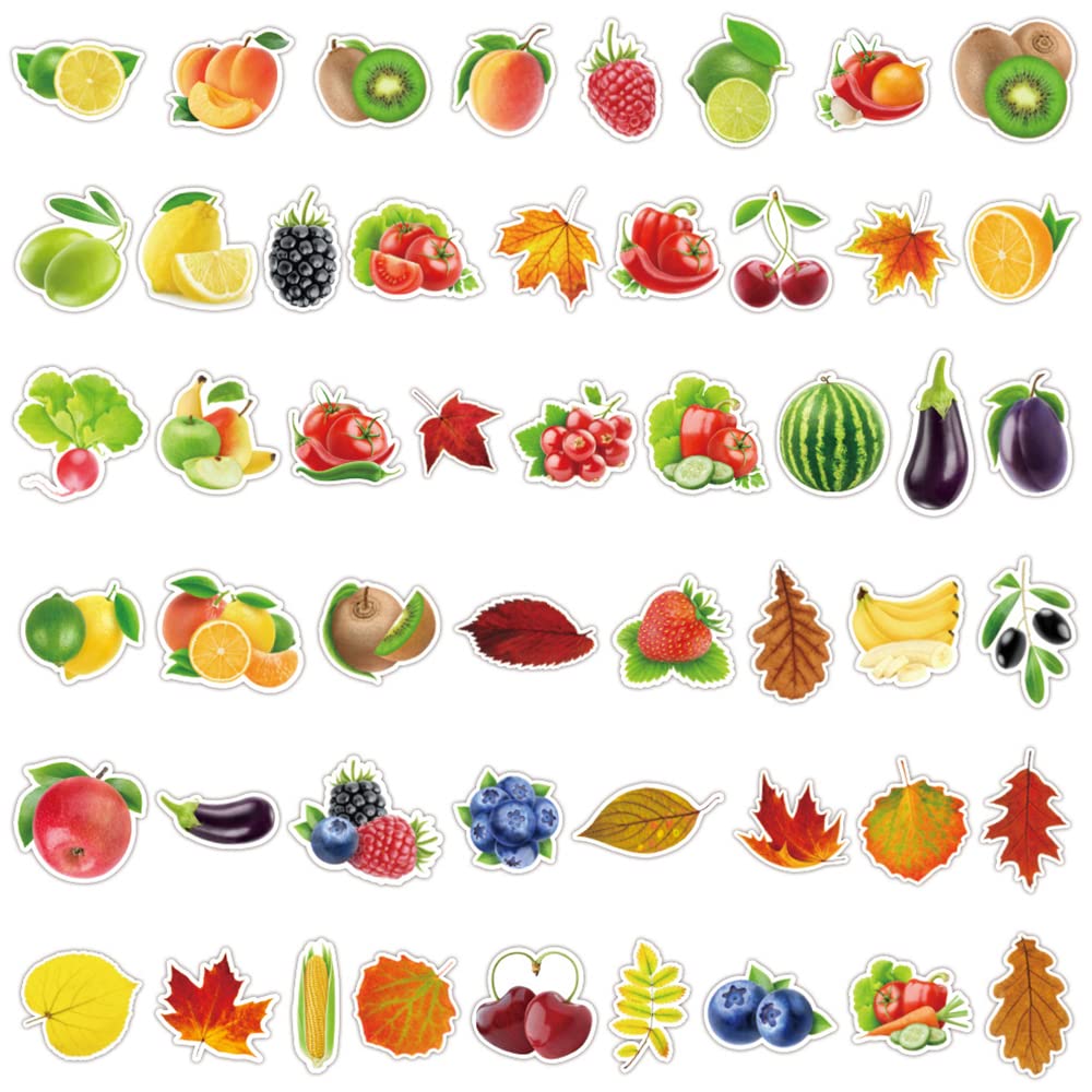 Fruits & Vegetables Stickers For Boys Girls Teens Kids|100 Pcs|Colorful Waterproof Vinyl Stickers For Water Bottle Flasks Laptop