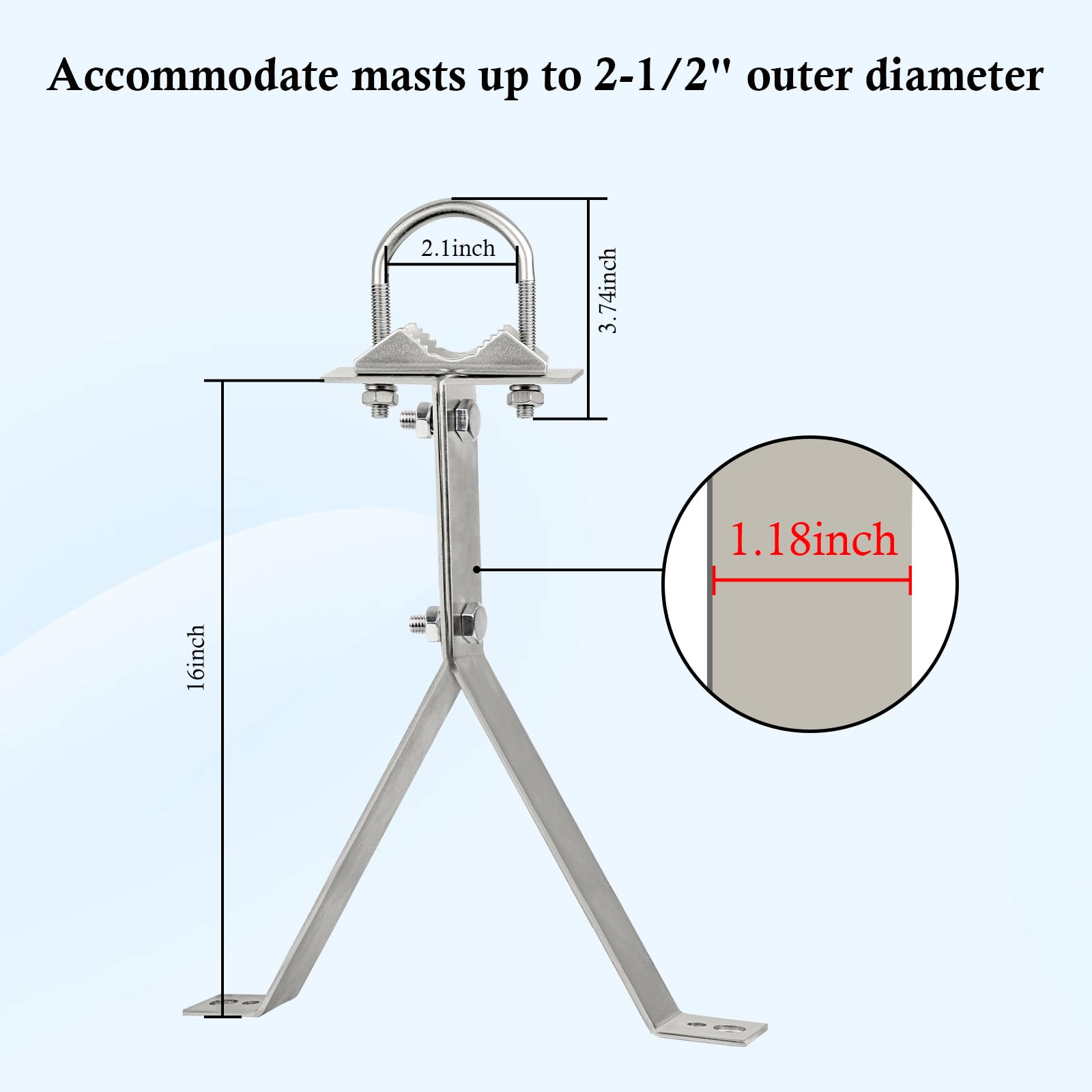 Xrds Rf Antenna Wall Mount 16 Inch Heavy Duty Stand Off Wall Mast Mount Windproof Antenna Mounting Bracket For Tv Antenna Mast (2 Leg + 2 Leg)