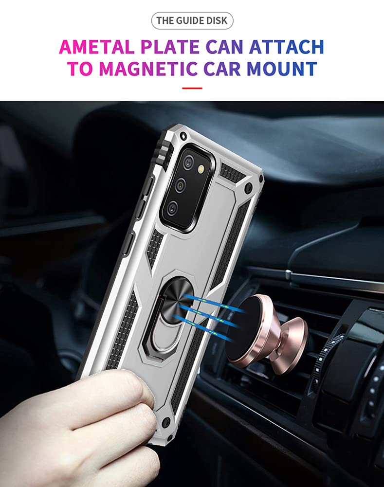 Sktgslamy For Samsung Galaxy A02S Phone Case,With Screen Protector,[Military Grade] 16Ft. Drop Tested Cover With Magnetic Kickst