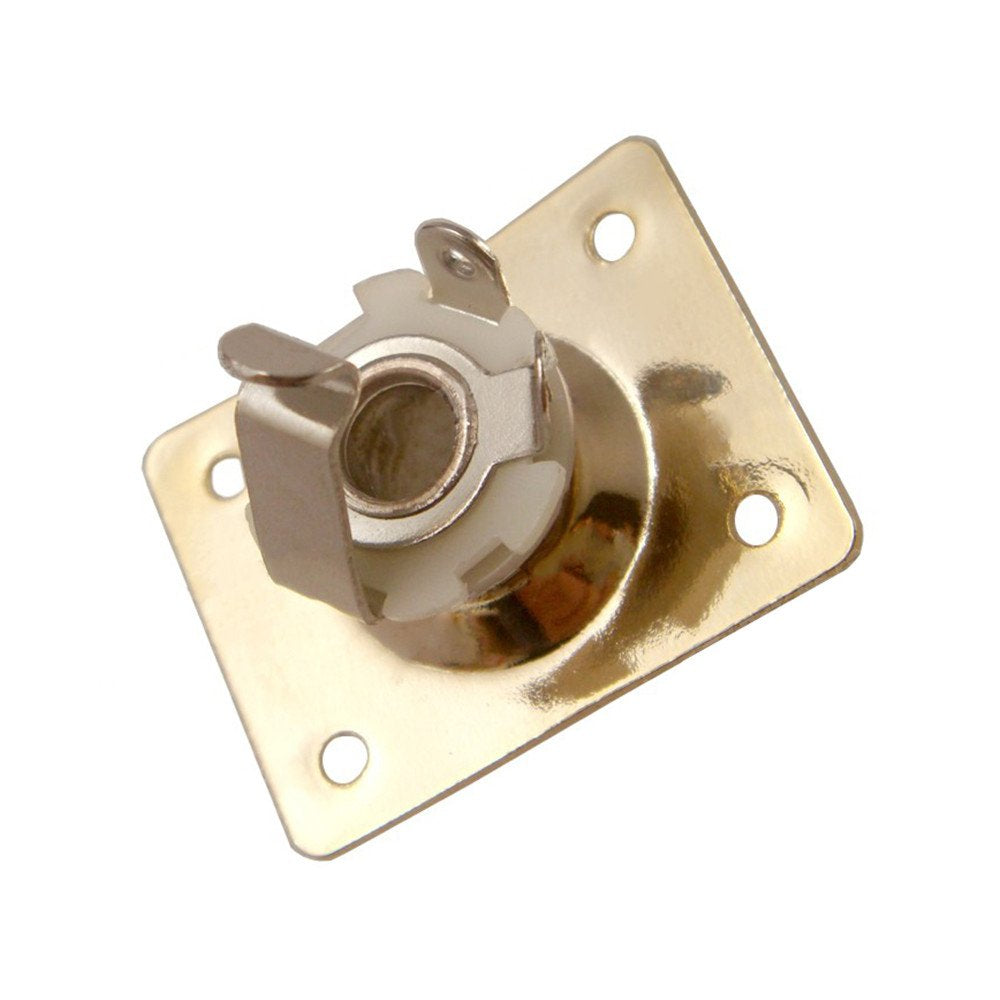 Square Metal 1/4 Output Jack Plate Input Jack Socket For Electric Guitar Bass (Gold)