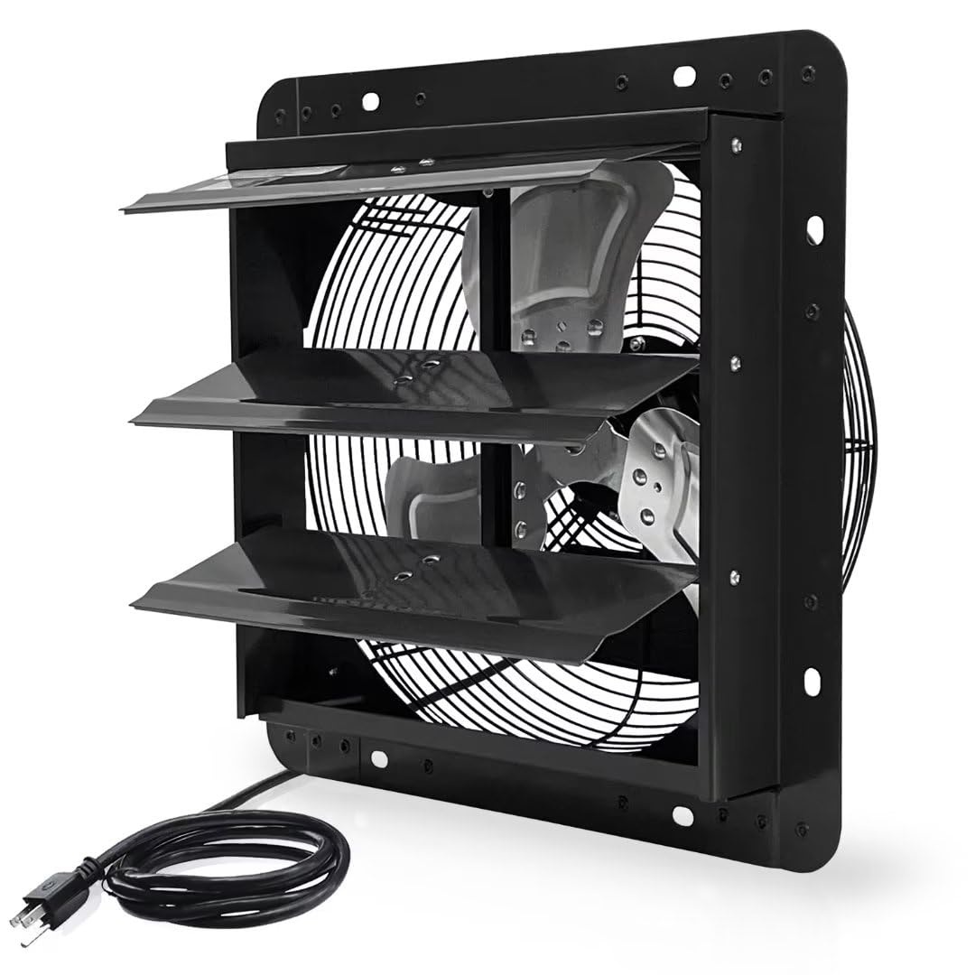 Ventisol 14 Inch Shutter Exhaust Fan Wall Mounted, Aluminum Blades, With 1.65 Meters Power Cord Kit, Max.1950Cfm, Ventilation Fa