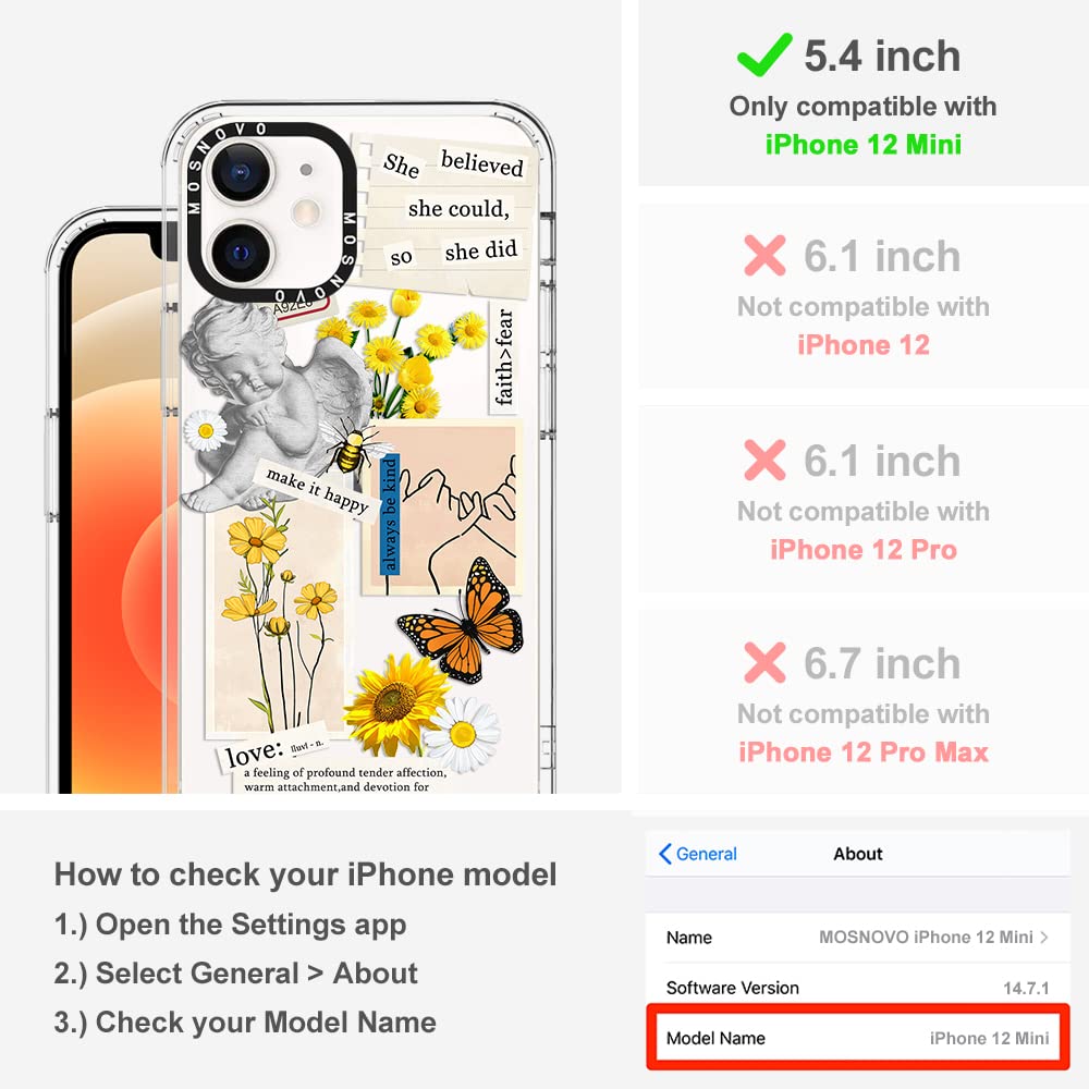 Mosnovo Case For Iphone 12 Mini, [Buffertech 6.6Ft Military-Grade Drop Protection] [Anti Peel Off Tech] Clear Tpu Bumper Phone C