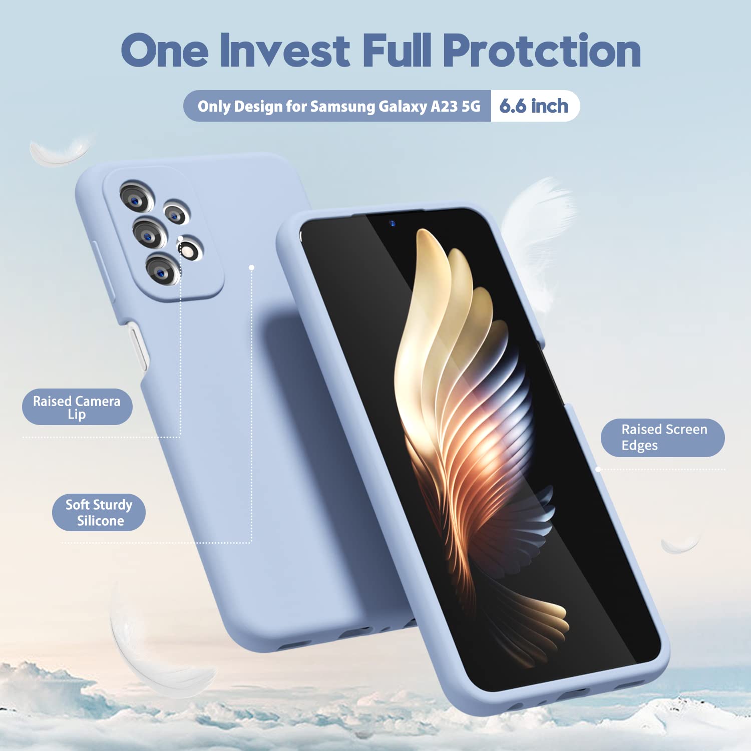 Oakxco For Samsung Galaxy A23 5G Phone Case Liquid Silicone, Cute Thin Slim Soft Rubber Tpu Plain Smooth Gel Cover For Women Gir