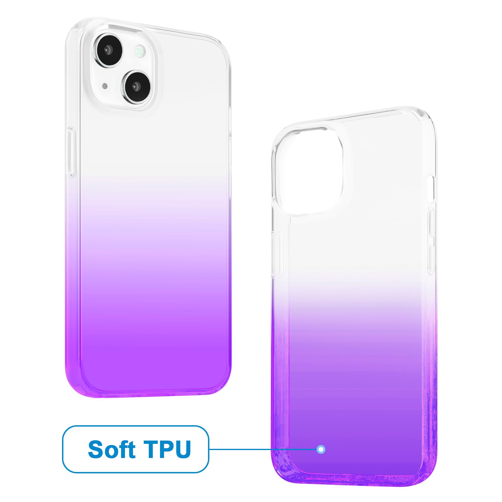 Jjgoo Compatible With Iphone 13 Case Clear Soft Transparent Shockproof Protective Slim Thin Bumper Phone Cover, Gradient Purple