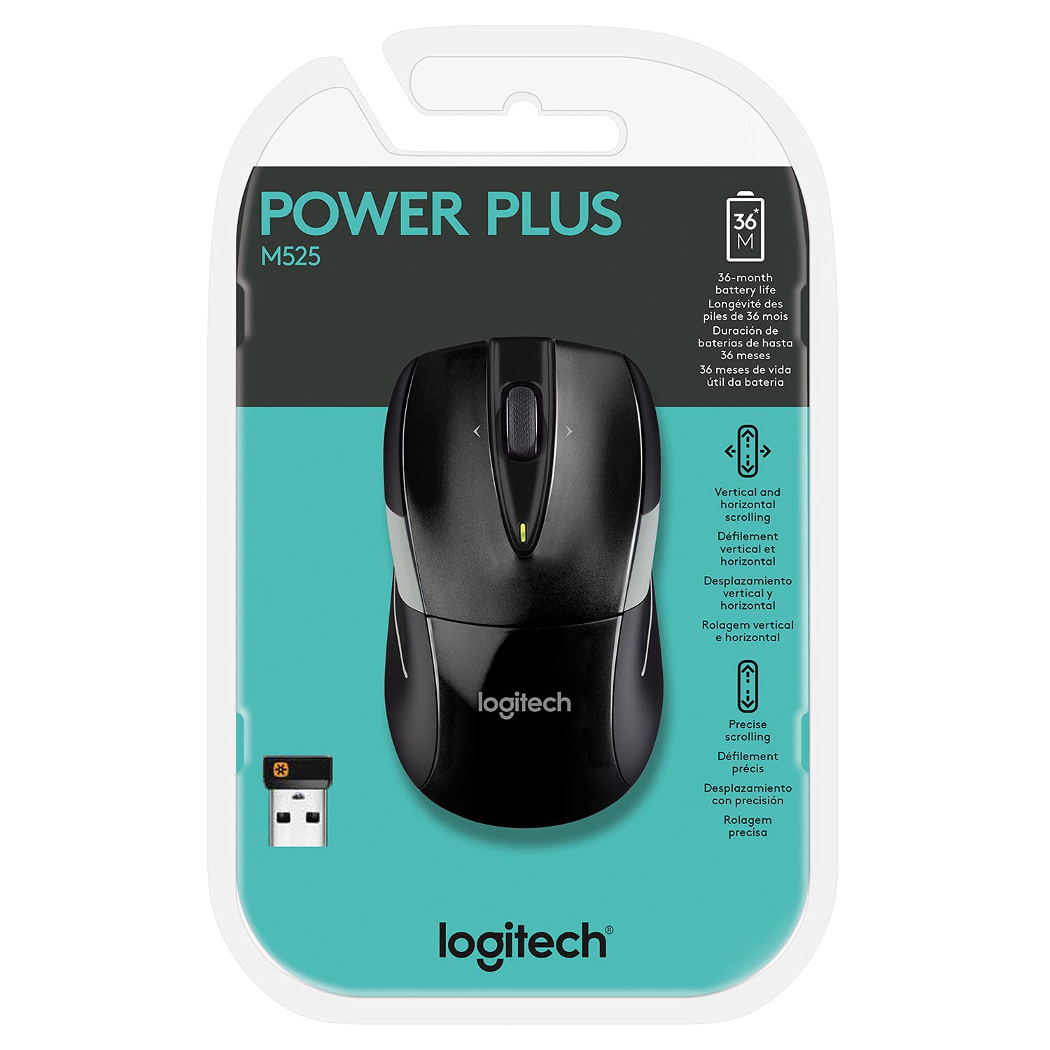 Logitech M525 Wireless Mouse, Black/Gray