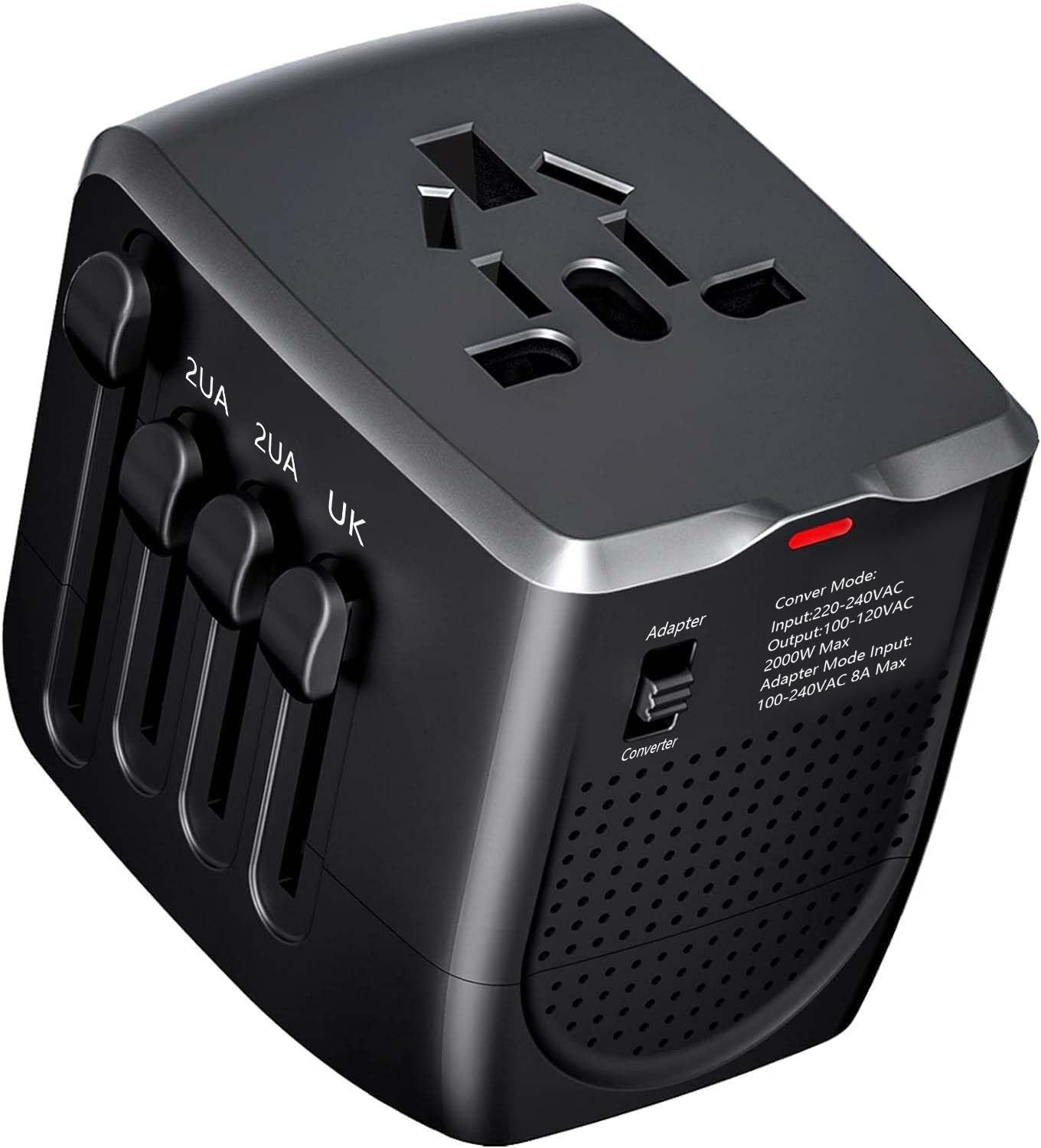 International Travel Adapter Voltage Converter to Step Down 230V to 120V for Hair straighteners, laptops, Cell Phones, Power con