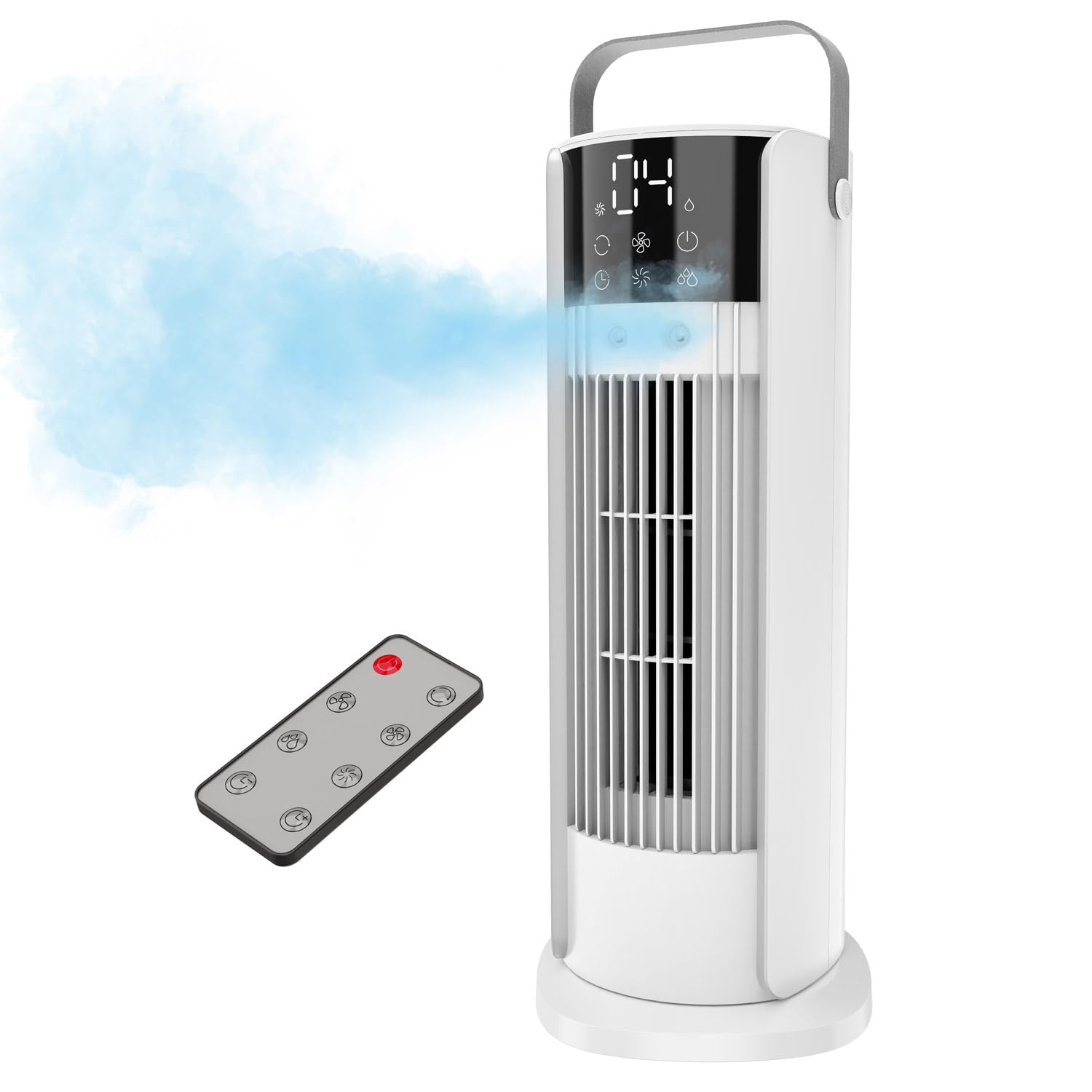 Xiurei 16'' Misting Tower Fan, 700Ml Tank, 90 Oscillating Fan W/Remote, Bladeless Desk Fan, 4 Speeds, Timer, Cooling Fan For Bed