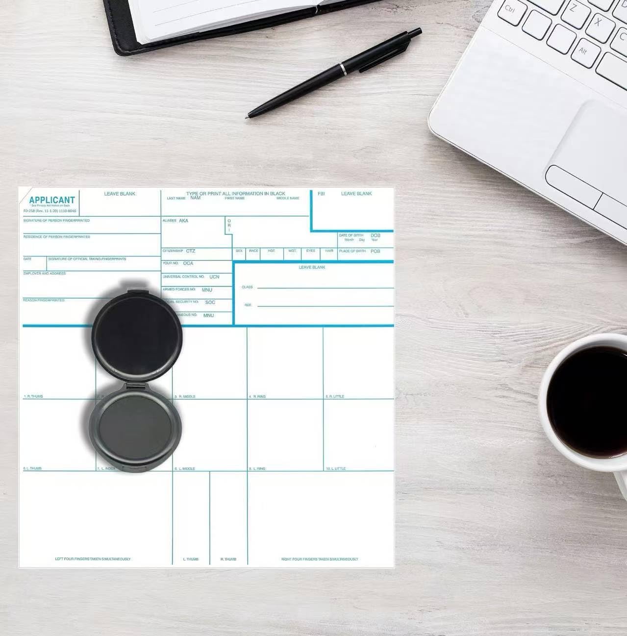 Zhukeyong Fingerprint Kit Fd-258 Cards, Reusable Ink Pad, 11-1-20 Newest Version-10 Pack