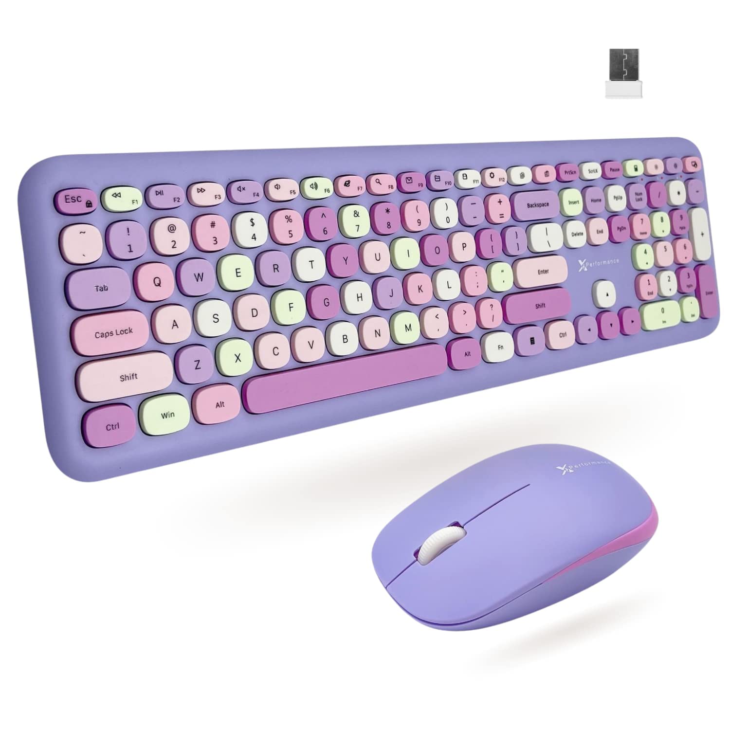 X9 Purple Keyboard And Mouse Wireless Colorful   Transform Your Space With 2.4G Aesthetic Cute Keyboard And Mouse Combo Retro For Pc Computer And Laptop