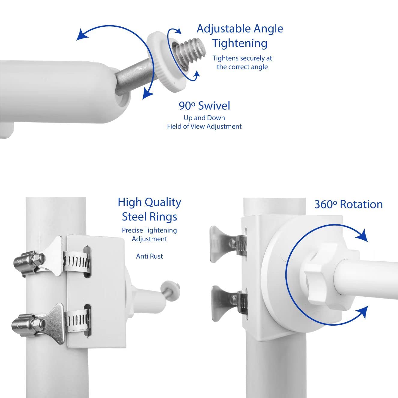 Zivif Outdoor Camera Mount, Pole Mount Bracket For Security Cameras, Battery Cameras, Outdoor Trail Camera Or Solar Panels, 360